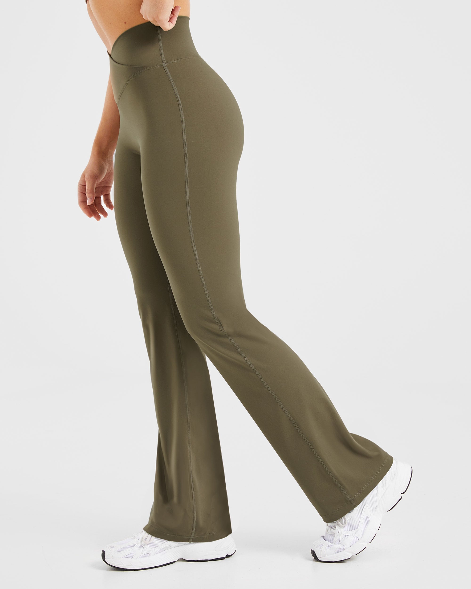 Sculpt Wrap Flared Leggings - Deep Khaki