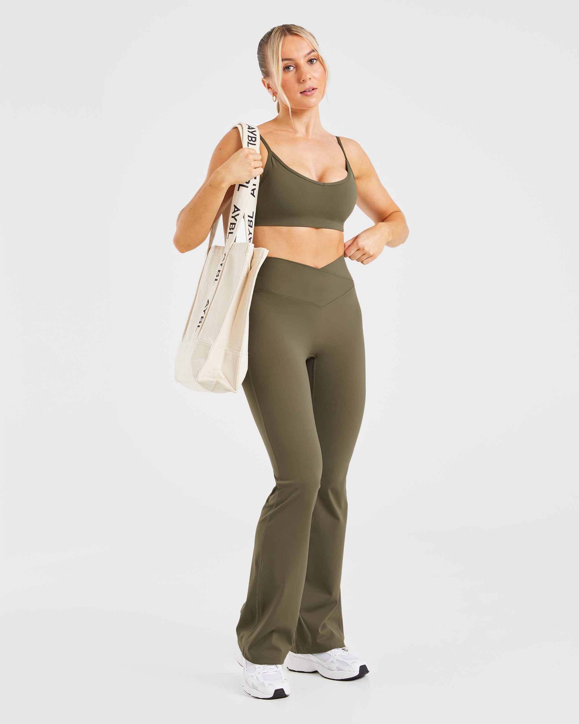 Sculpt Wrap Flared Leggings - Deep Khaki