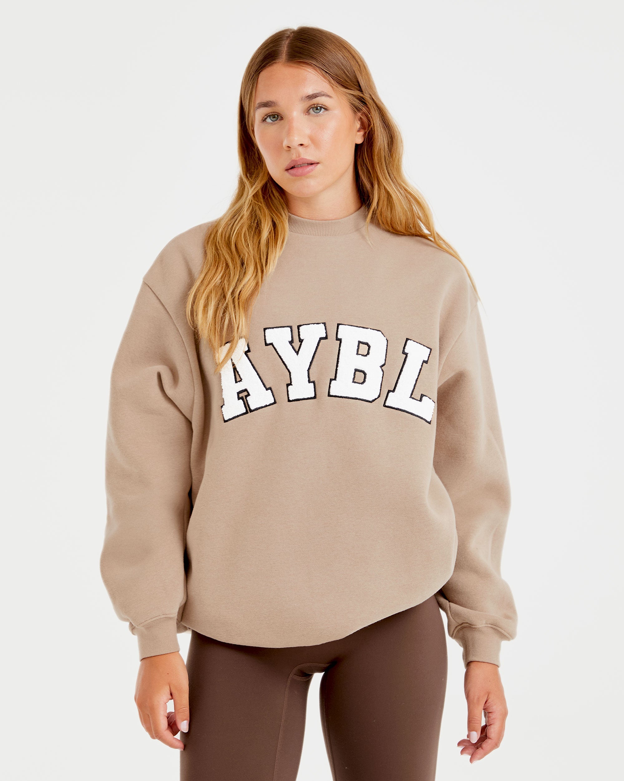 Varsity Oversized Sweatshirt - Latte Brown