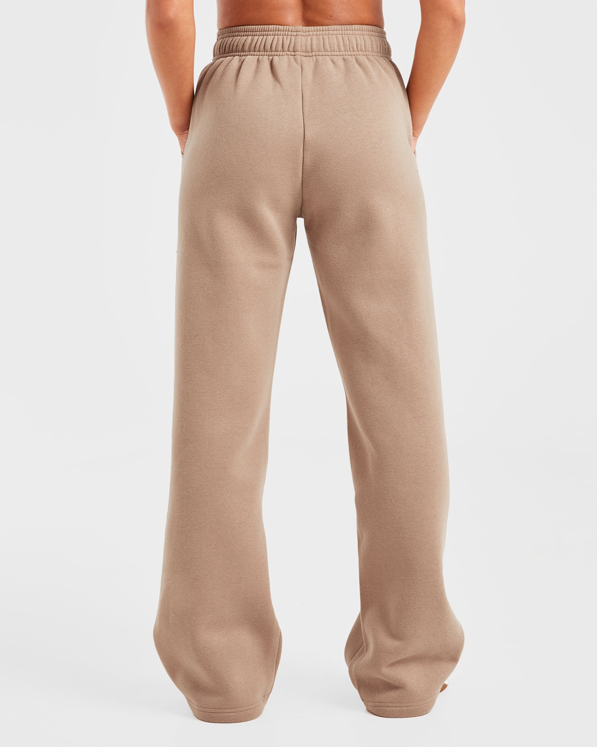 Varsity Oversized Straight Leg Joggers - Latte Brown