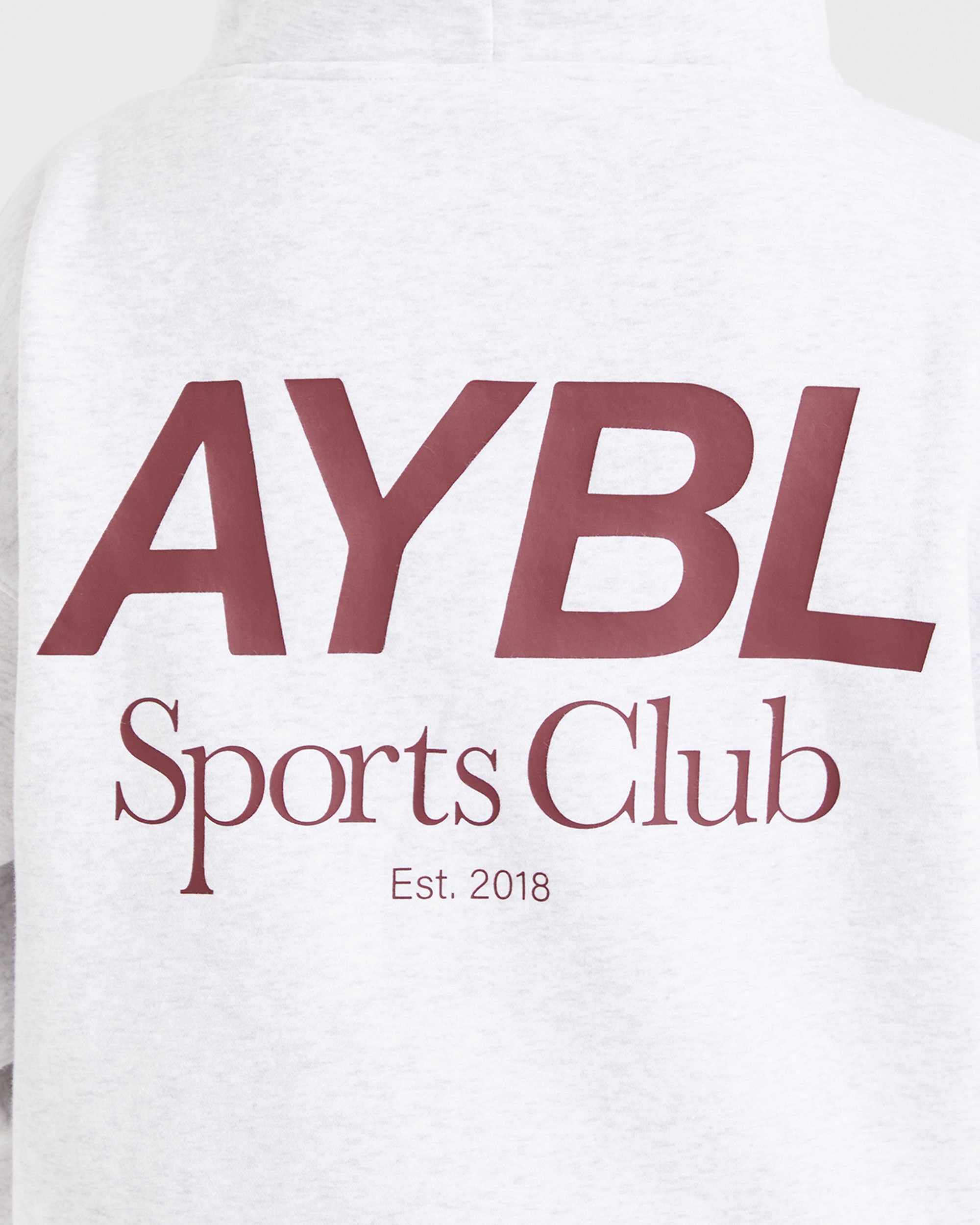 AYBL Sports Club Oversized Hoodie - Grey Marl/Burgundy