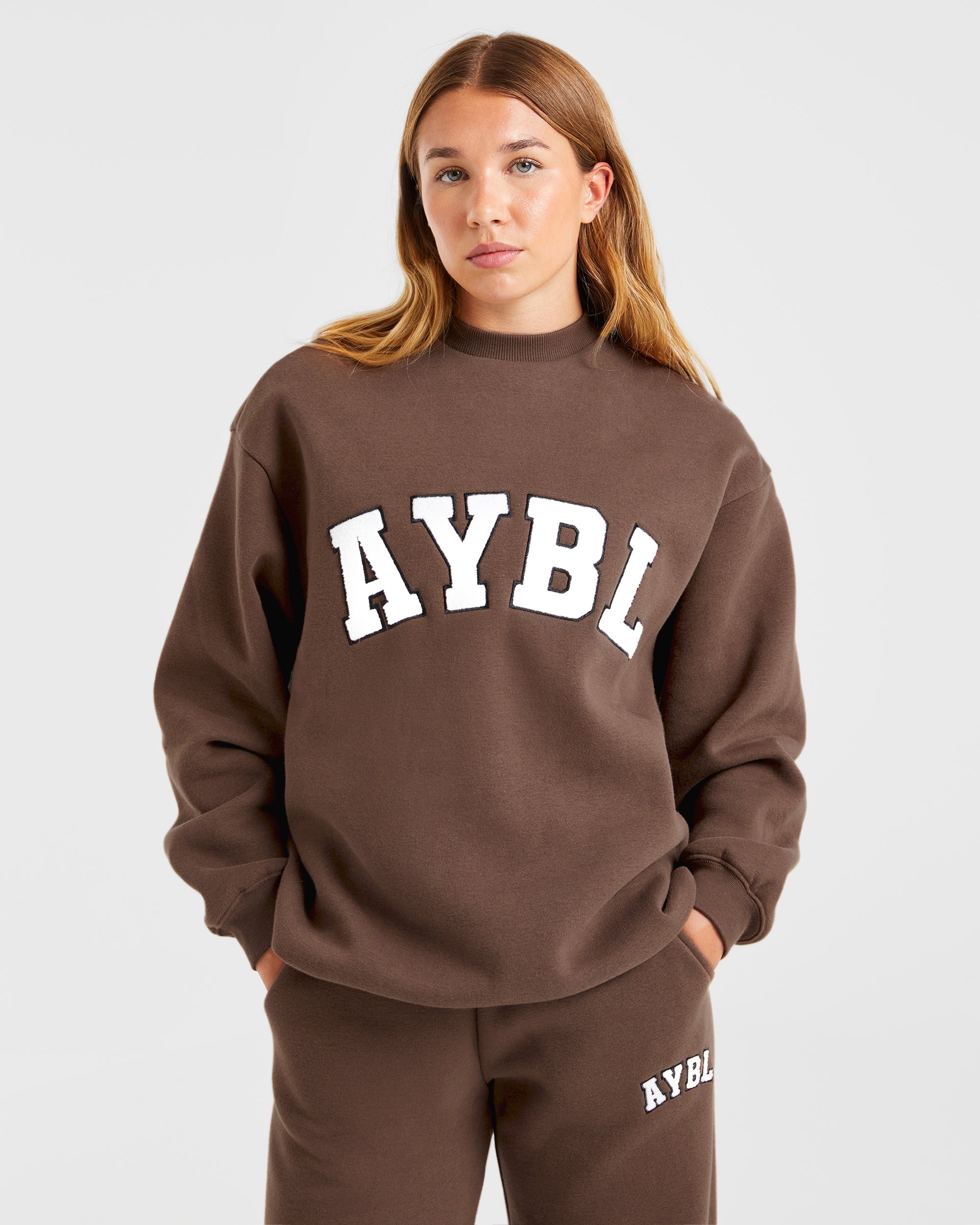 Varsity Oversized Sweatshirt - Brown