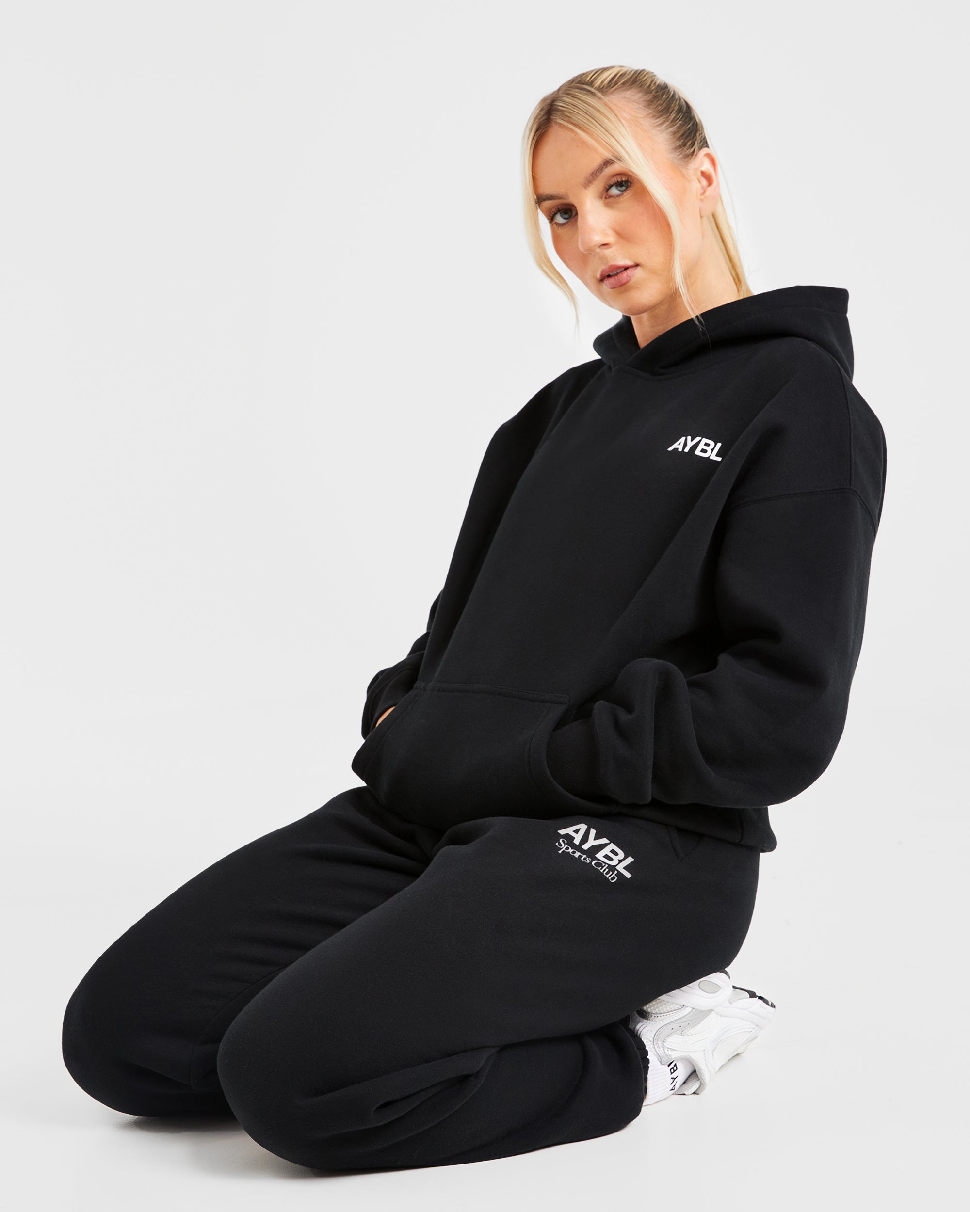 AYBL Sports Club Oversized Hoodie - Black/White