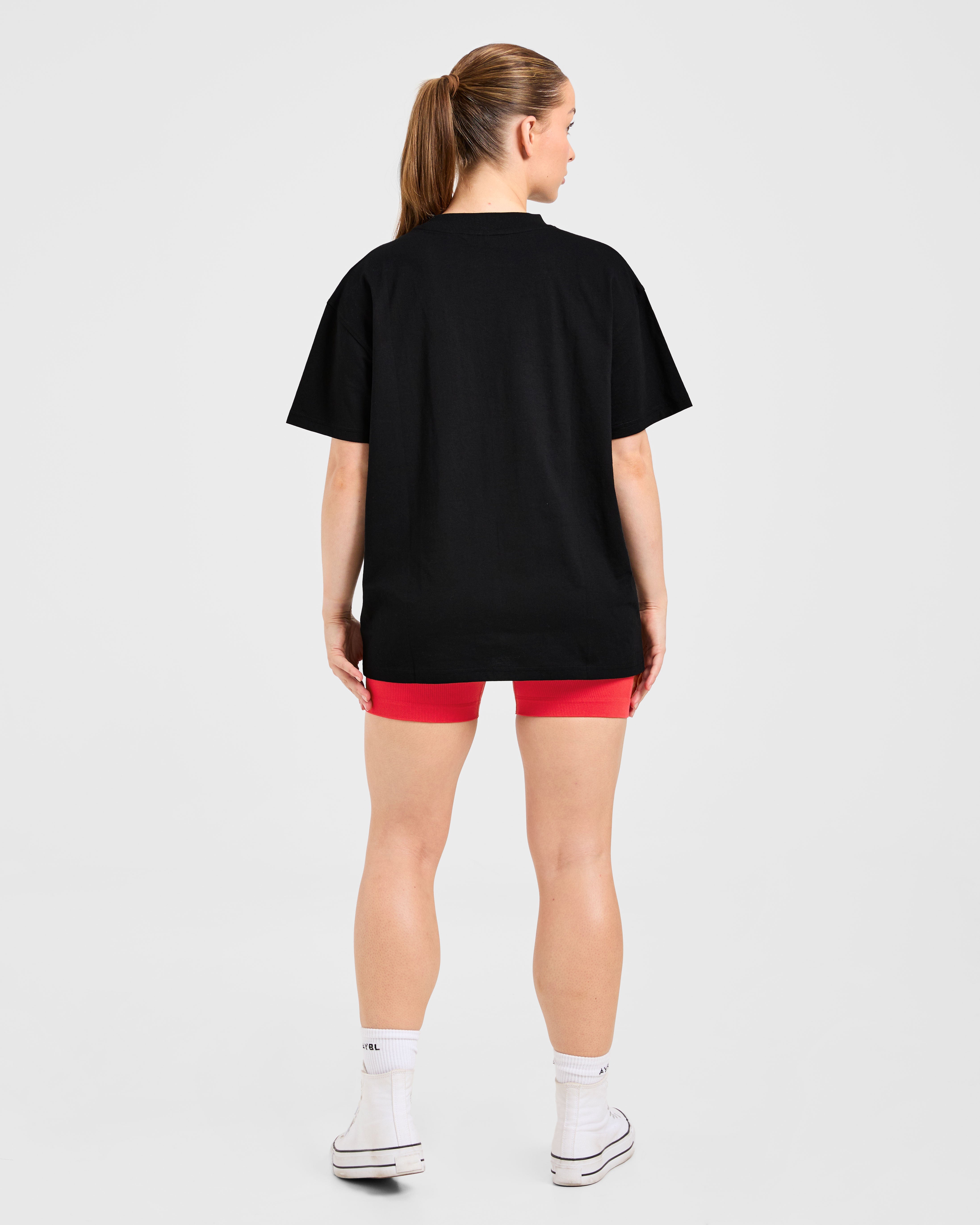 Sports Club Gothic Oversized T Shirt - Black/Red