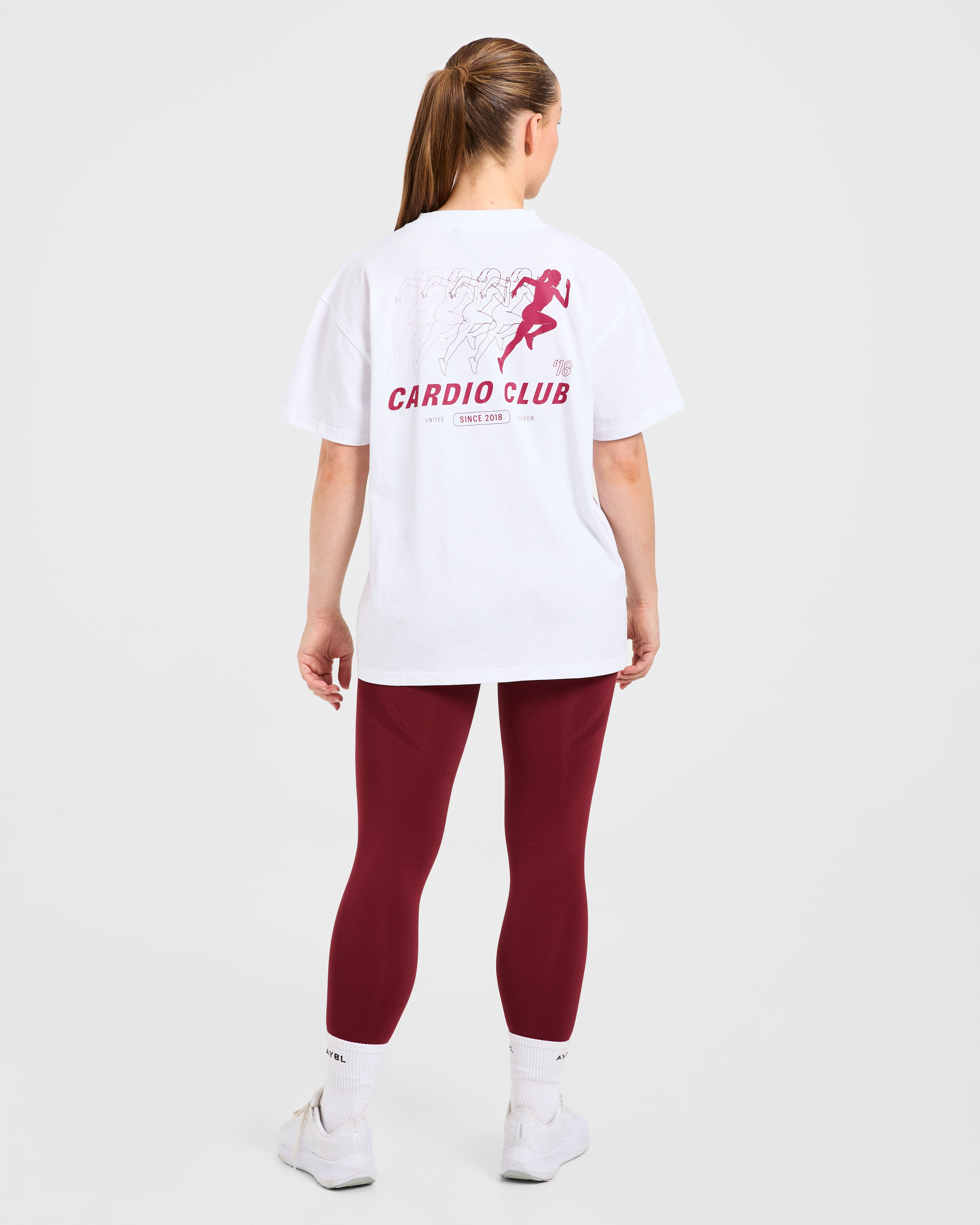 Cardio Club Oversized T Shirt - White/Burgundy