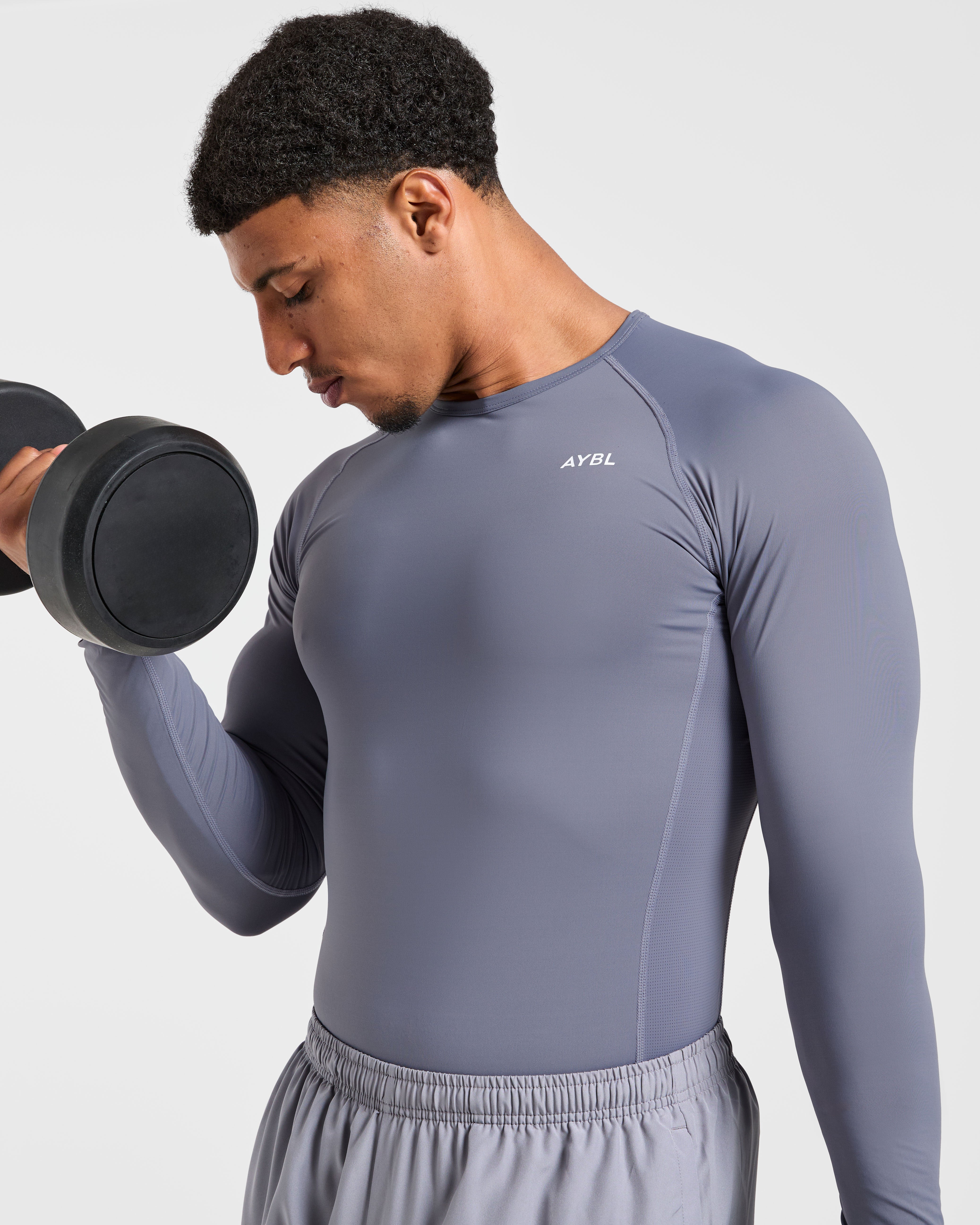Compression Long Sleeve T Shirt - Slate Grey