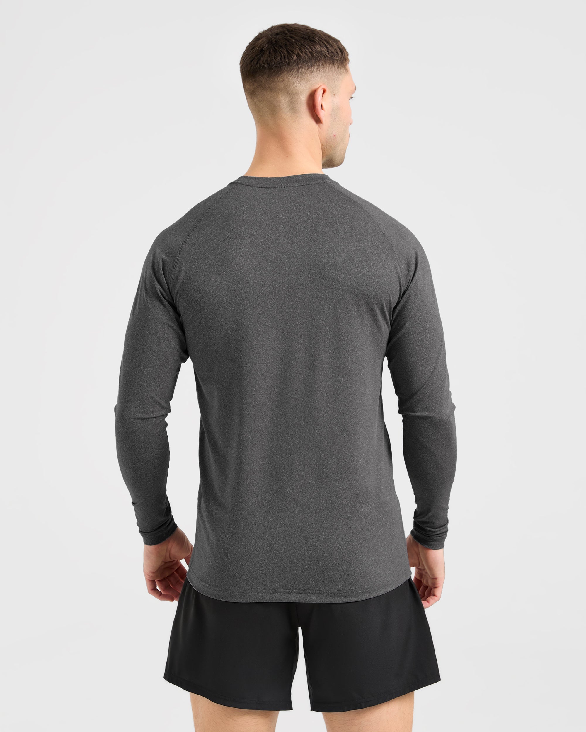 Essential Langarm-T-Shirt – Grau meliert