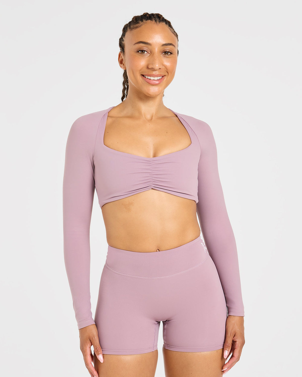 Physique Long Sleeve Crop Top - Dusty Mauve