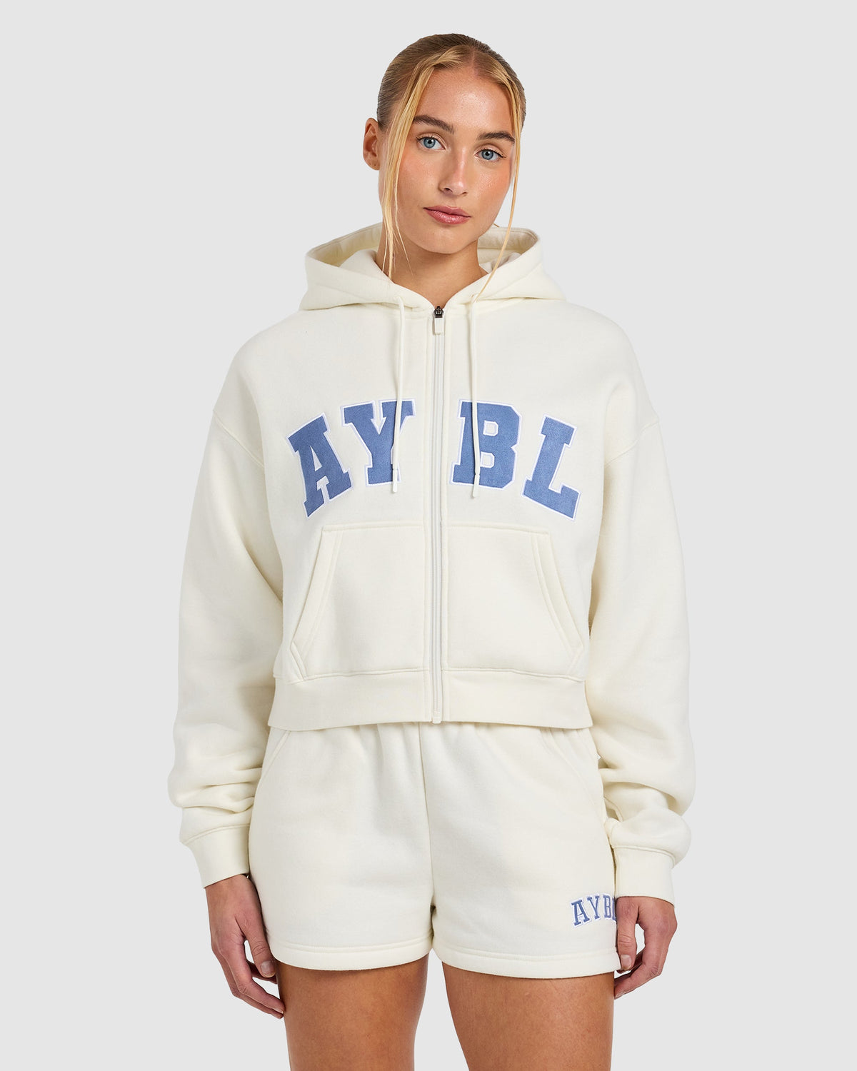 Varsity 2.0 Boxy Zip Up Hoodie - Off White
