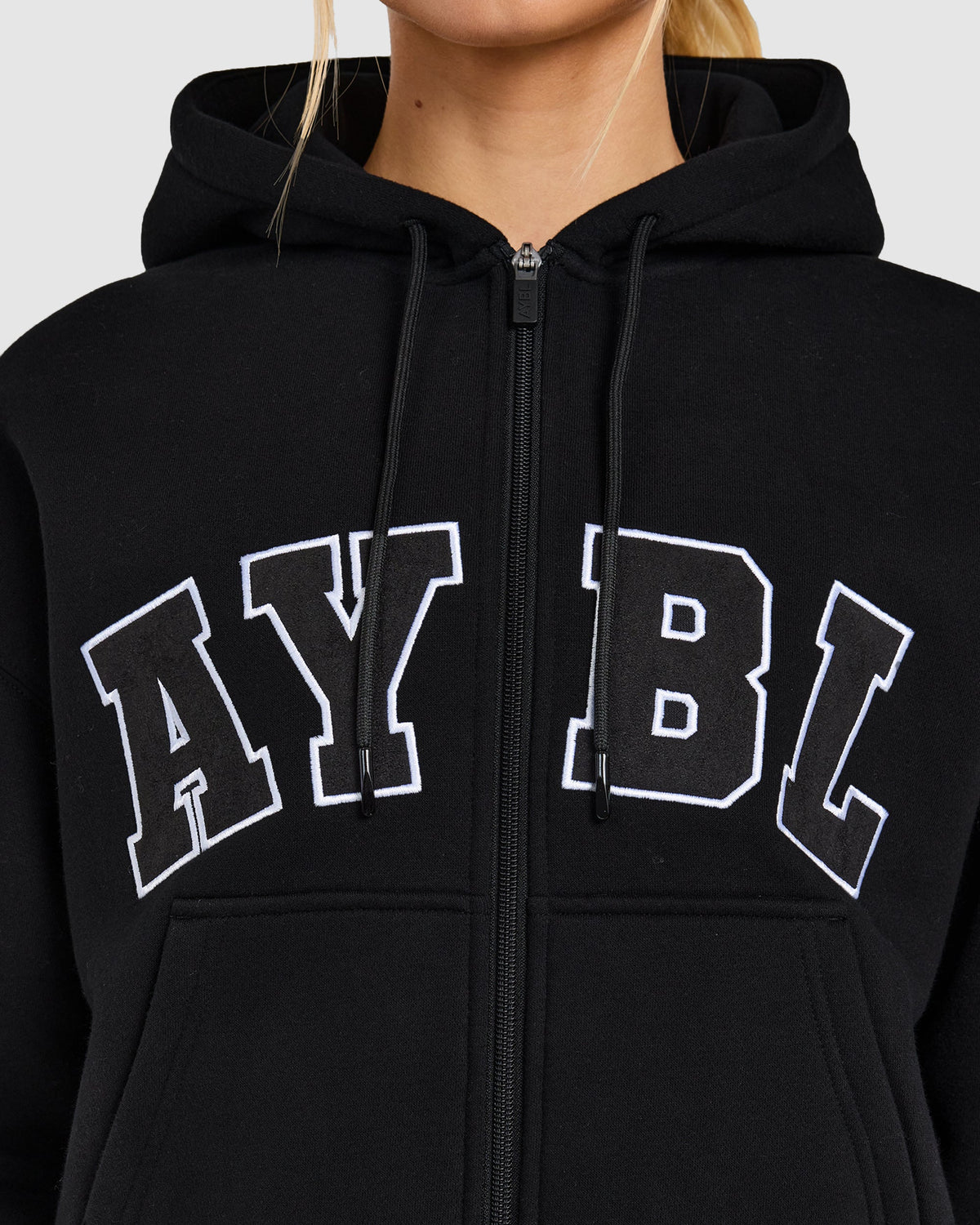 Varsity 2.0 Boxy Zip Up Hoodie - Black