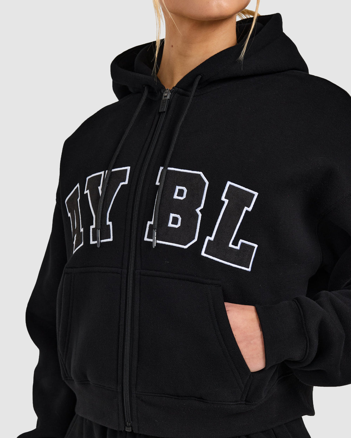 Varsity 2.0 Boxy Zip Up Hoodie - Black