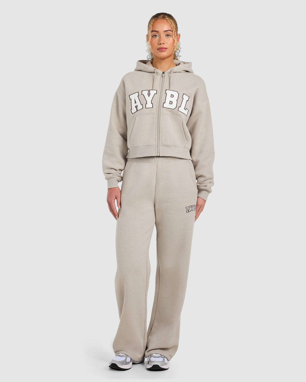 Varsity 2.0 Boxy Zip Up Hoodie - Taupe