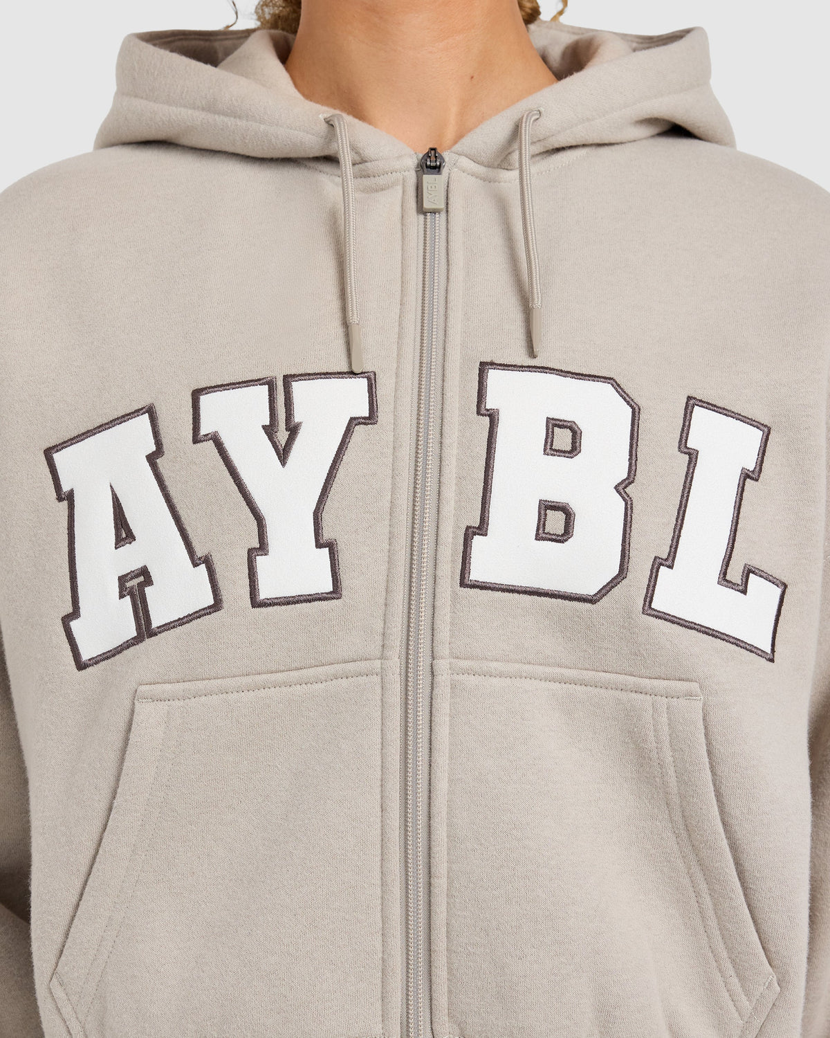 Varsity 2.0 Boxy Zip Up Hoodie - Taupe
