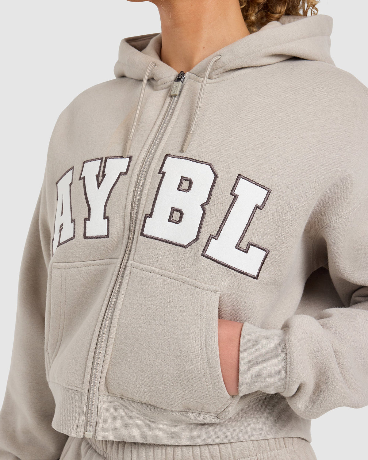 Varsity 2.0 Boxy Zip Up Hoodie - Taupe