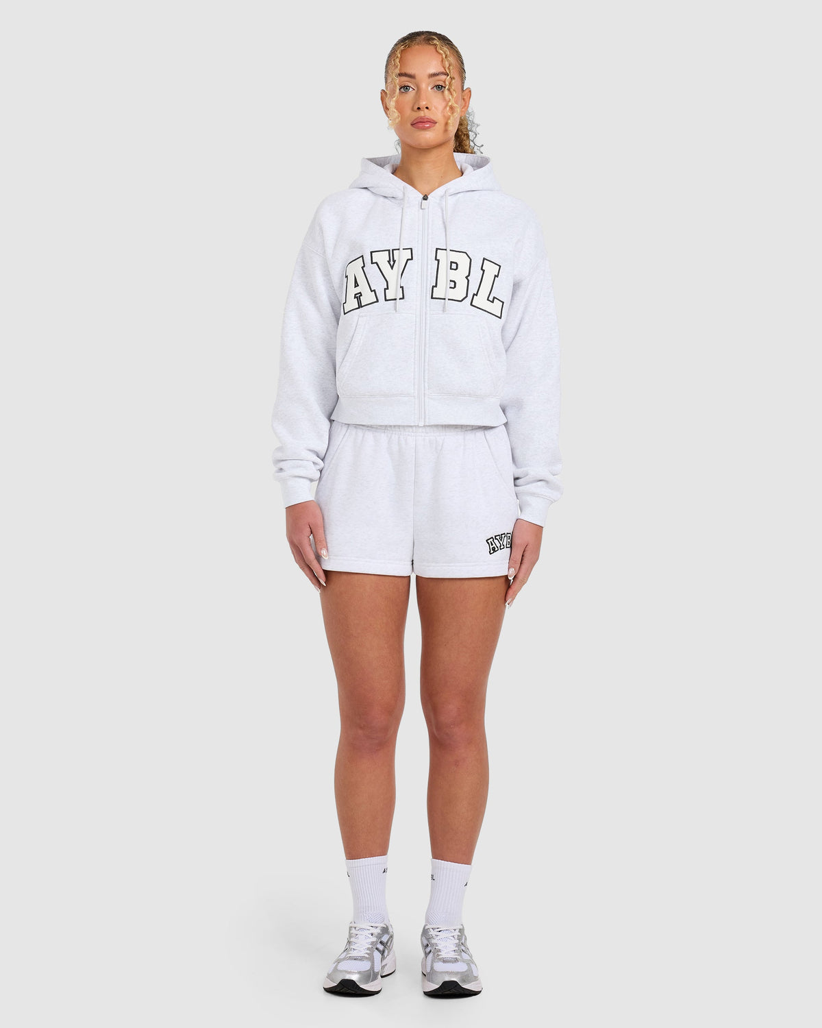 Varsity 2.0 Boxy Zip Up Hoodie - Heather Grey