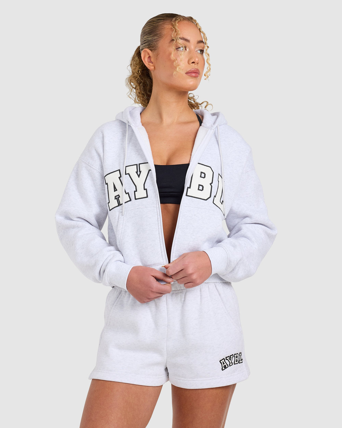Varsity 2.0 Boxy Zip Up Hoodie - Heather Grey