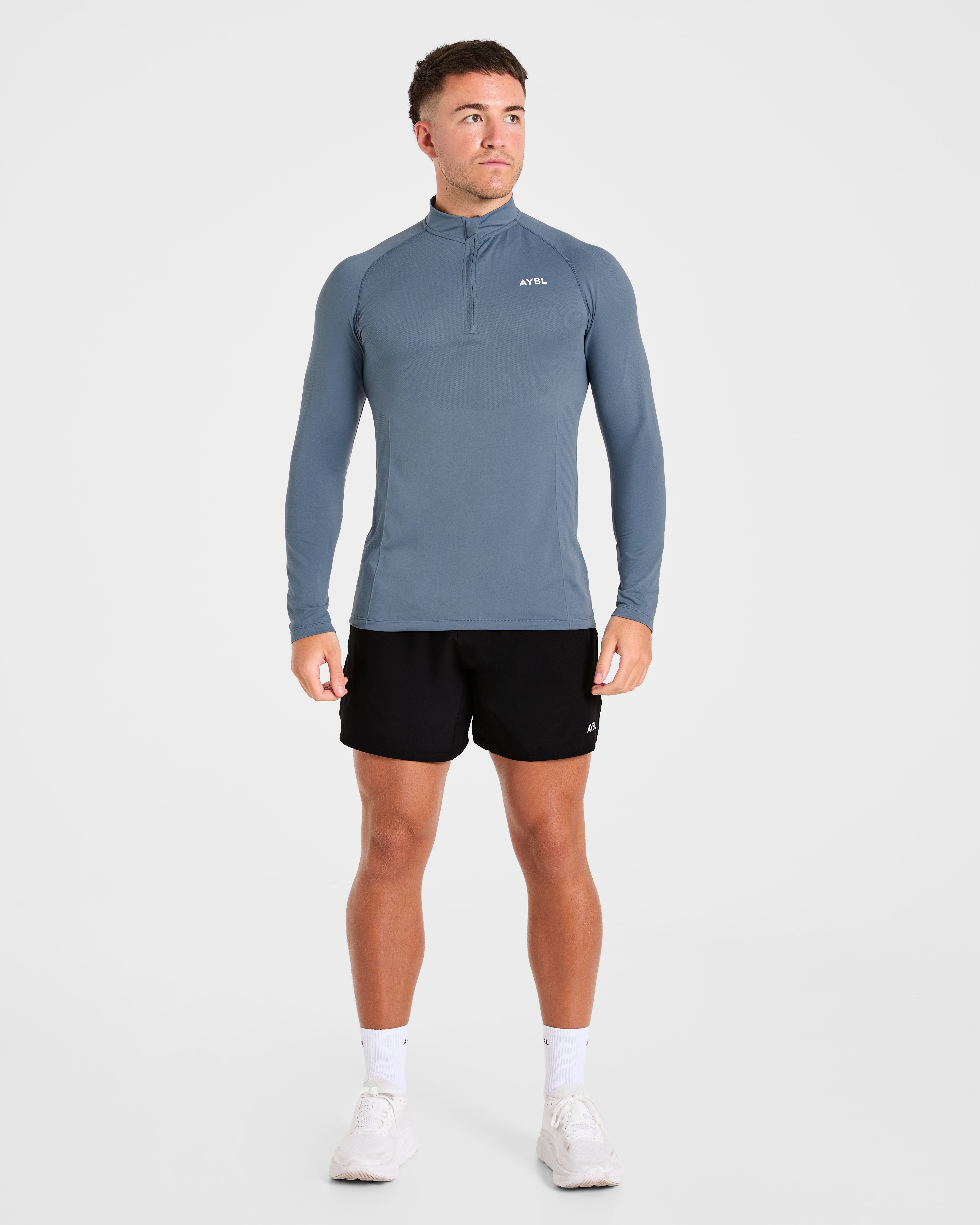 Essential Seamless 1/4 Zip Pullover  - Slate Blue