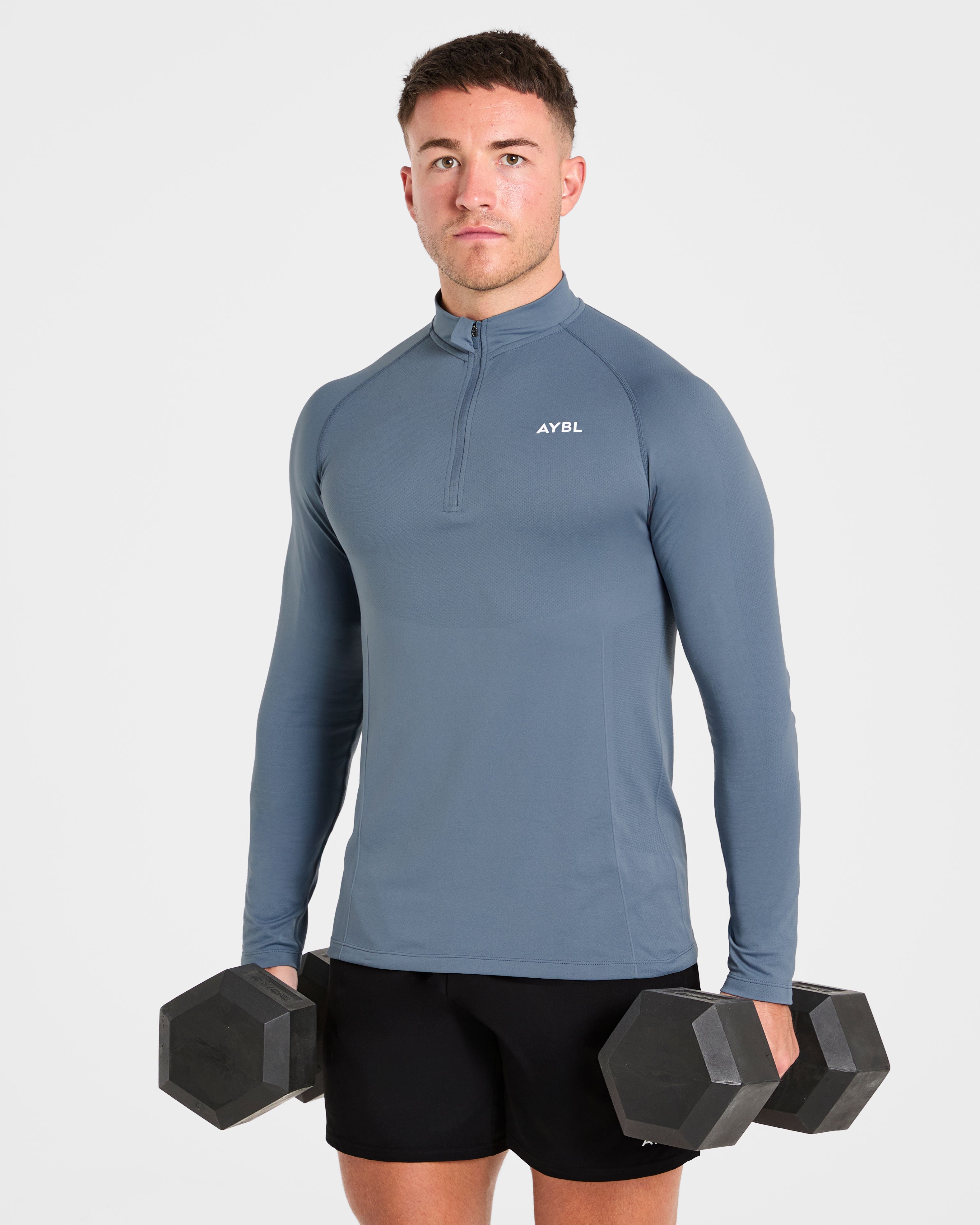 Essential Seamless 1/4 Zip Pullover  - Slate Blue