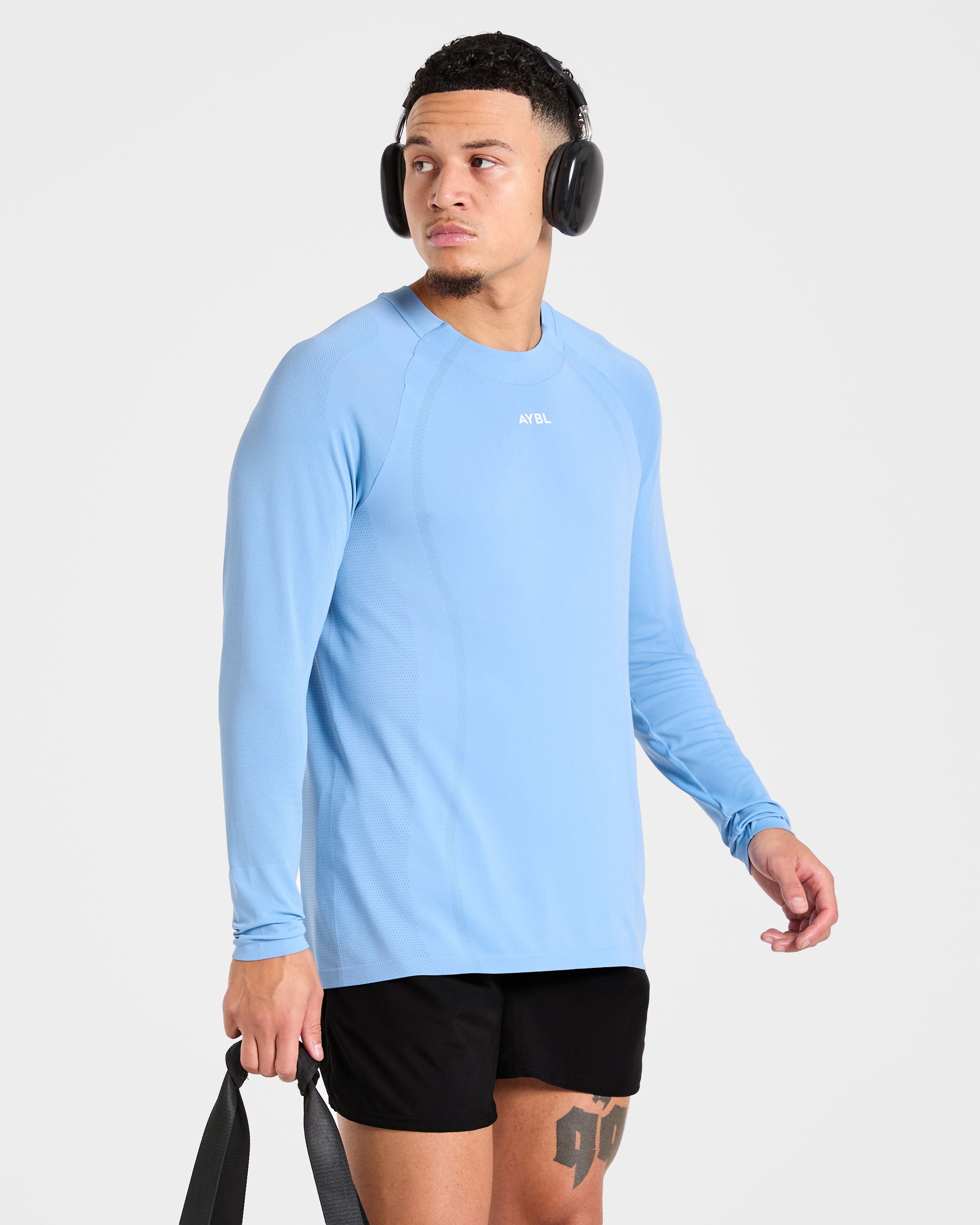 Attain Seamless Long Sleeve T Shirt - Sports Blue
