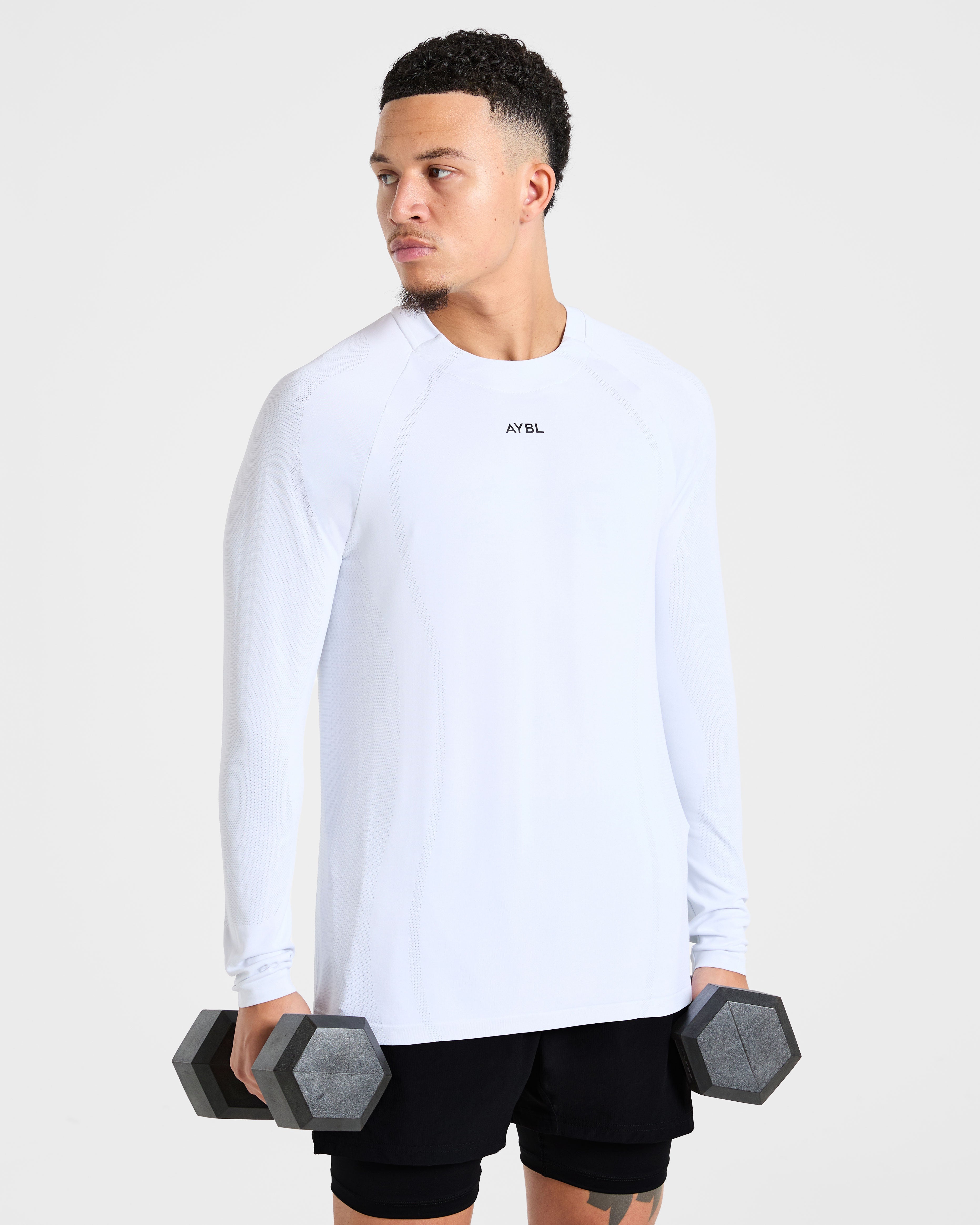 Attain Seamless Long Sleeve T Shirt - Storm White