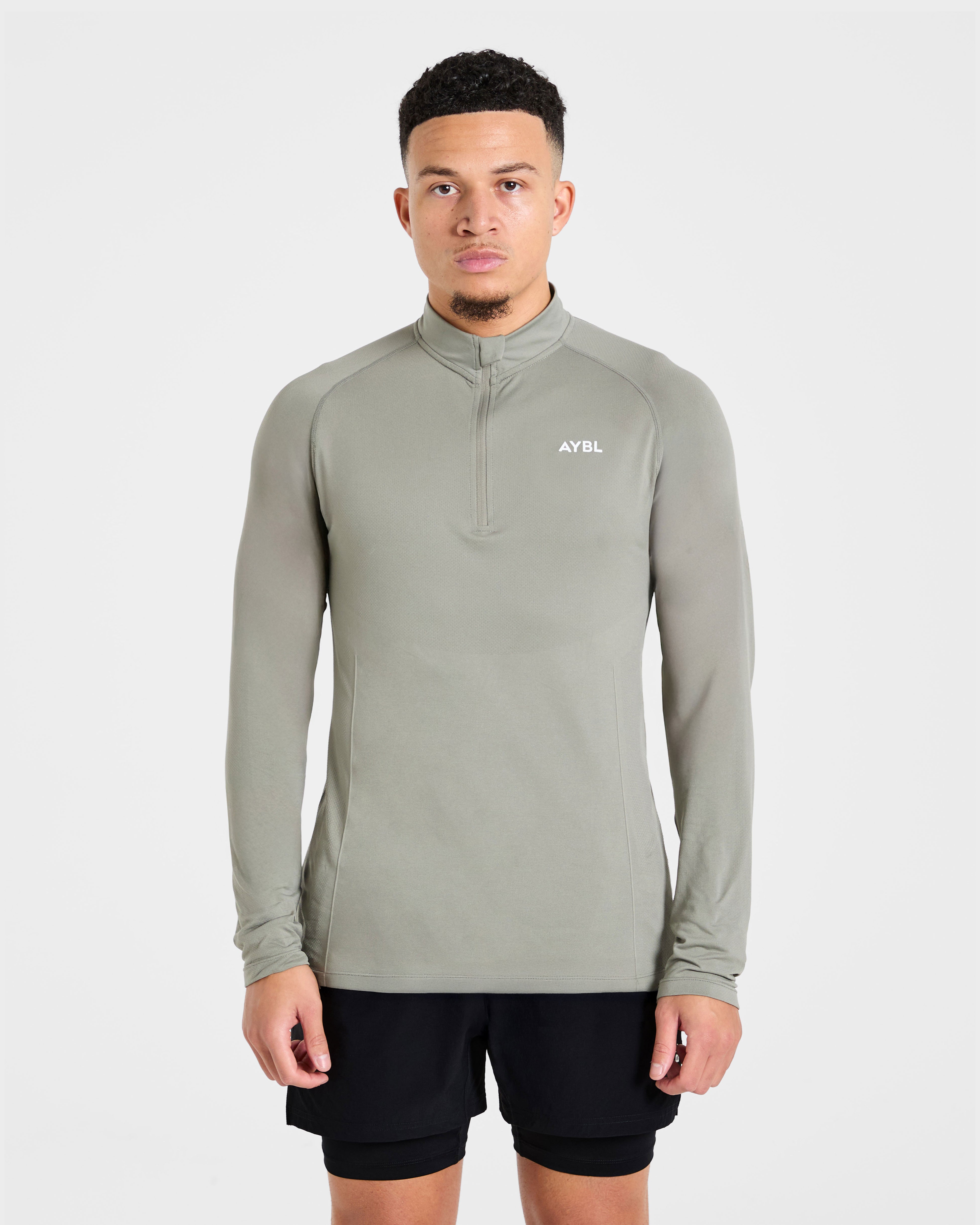 Essential Seamless 1/4 Zip Pullover  - Olive