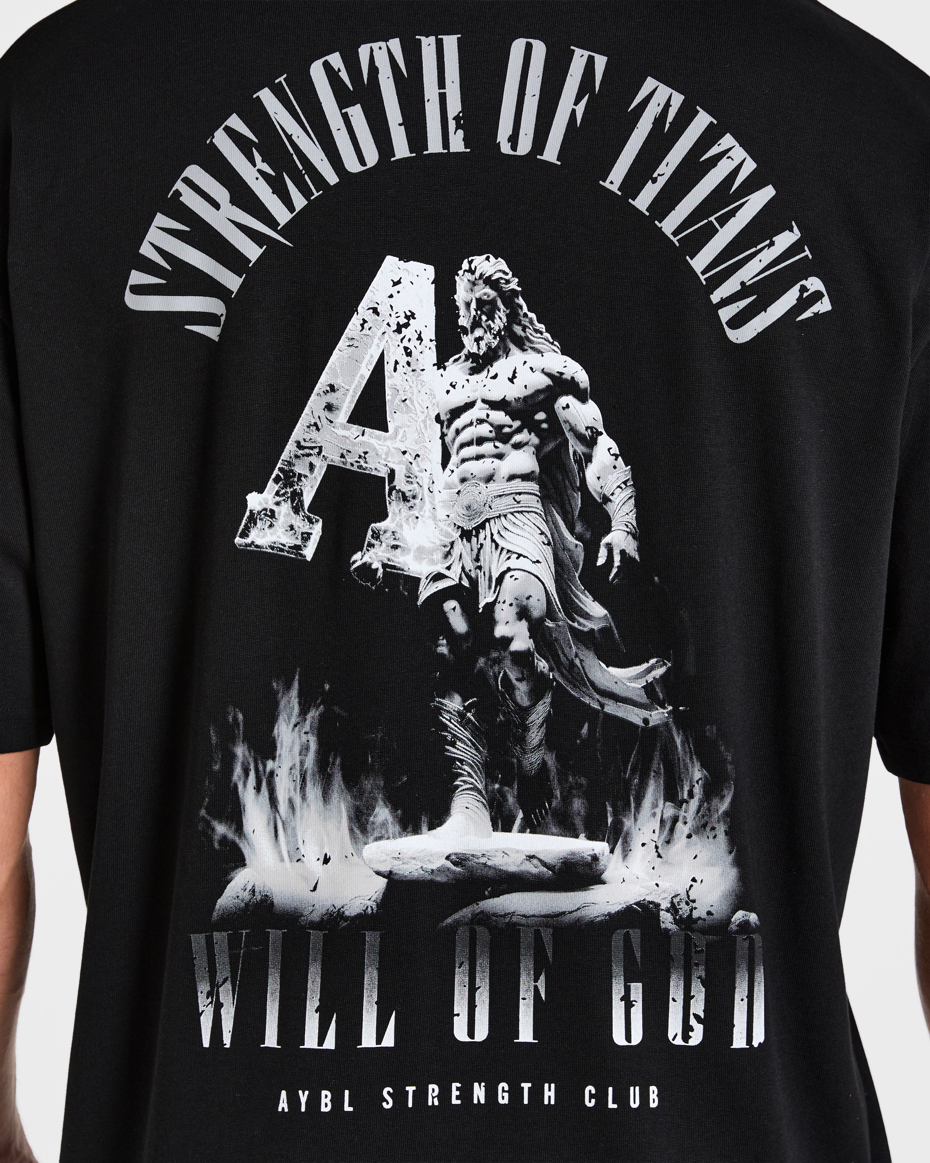 Strength Of Titans Oversized T Shirt - Black