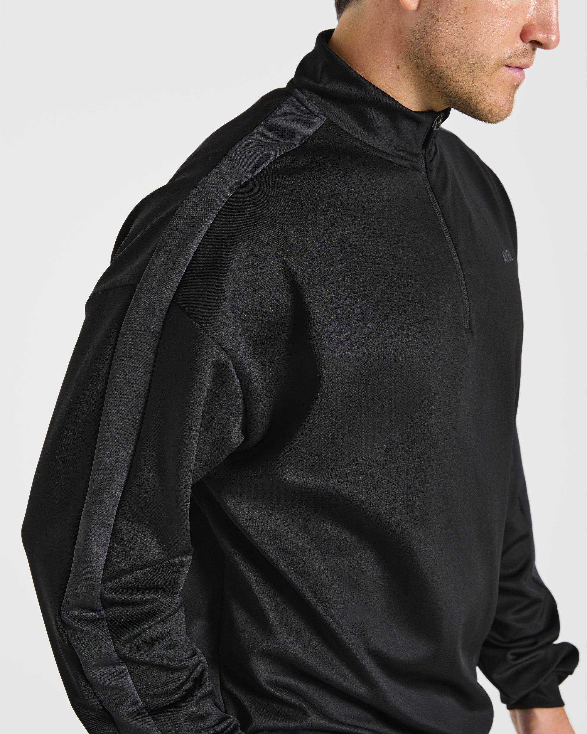 Classic Track 1/4 Zip Pullover - Black/Charcoal