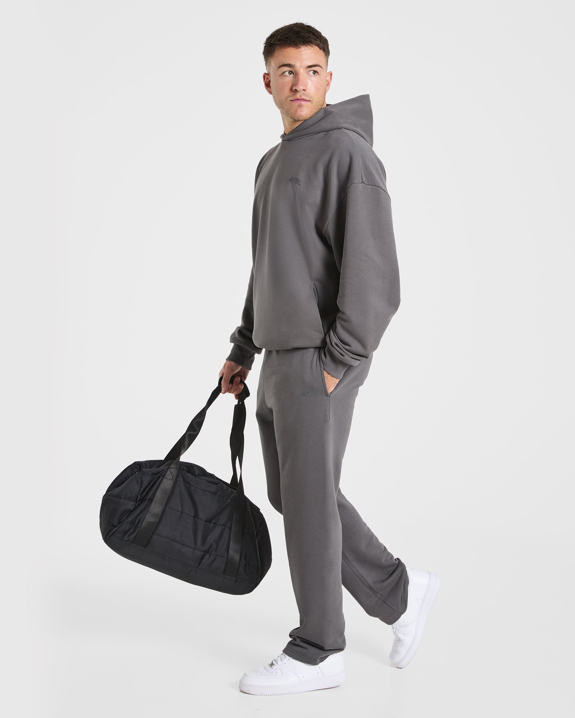 Essential Oversized Graphic Hoodie - Charcoal