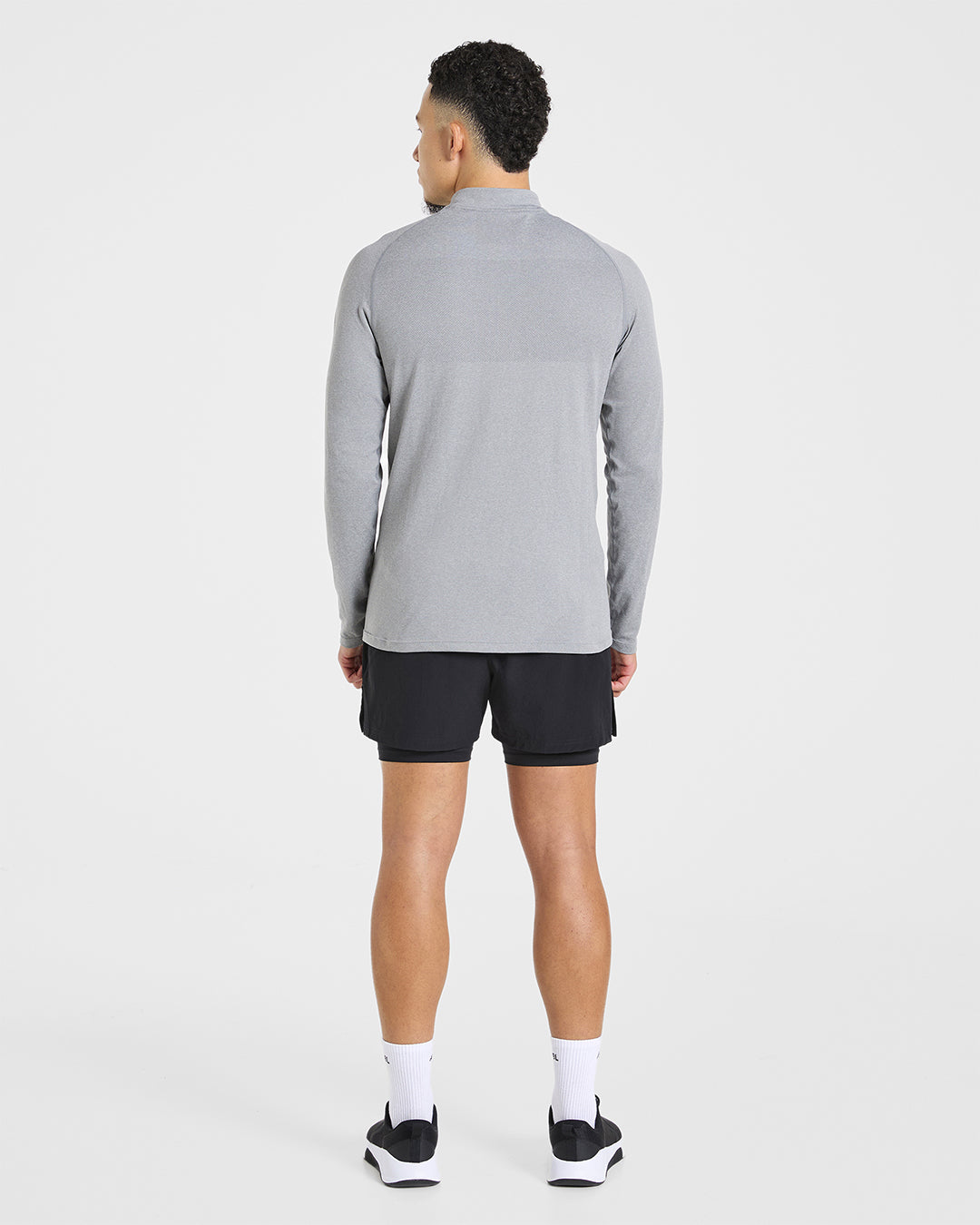 Pull Essential Sans Couture 1/4 Zip - Gris Chiné