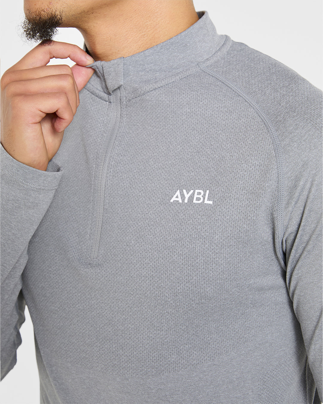 Pull Essential Sans Couture 1/4 Zip - Gris Chiné