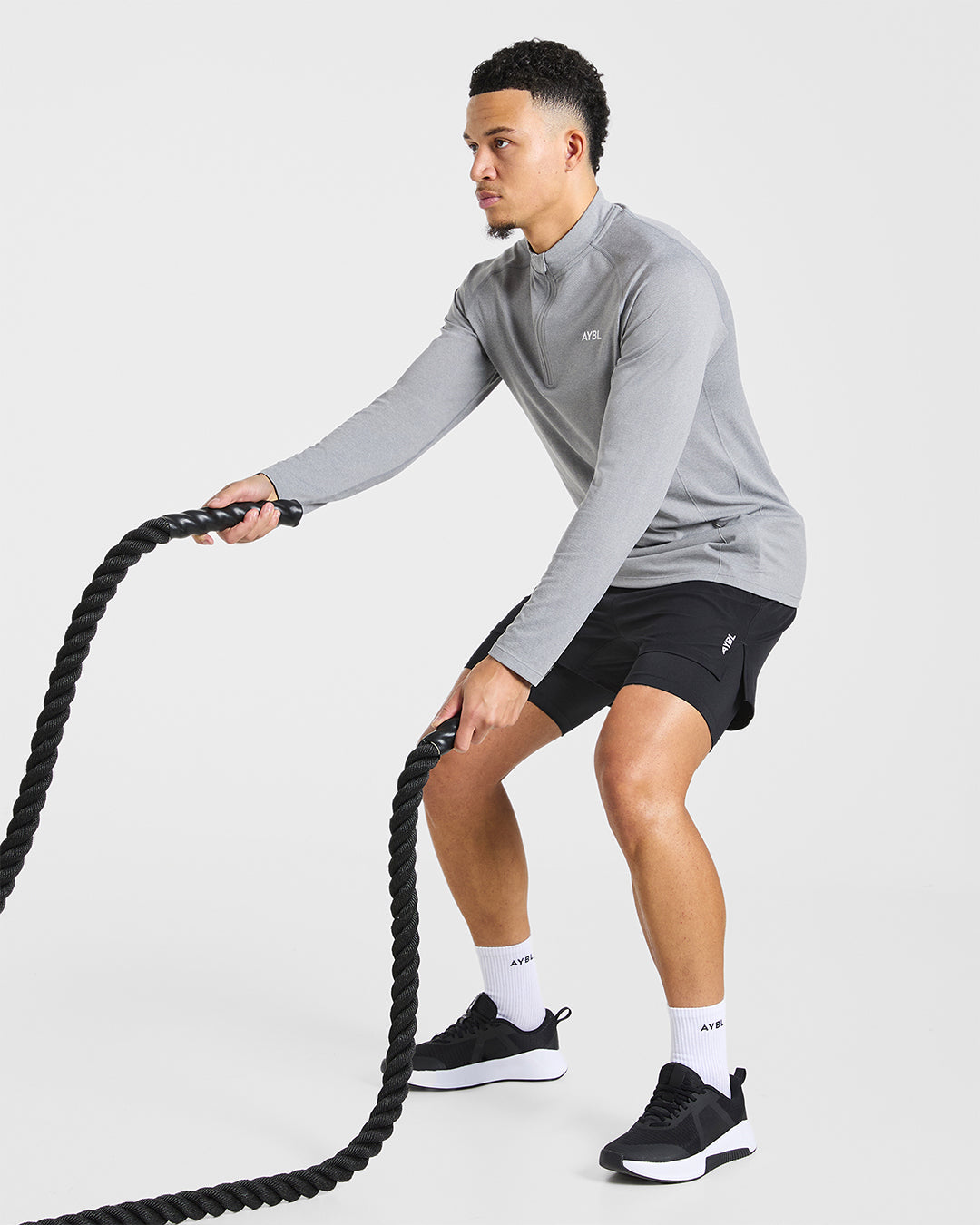 Pull Essential Sans Couture 1/4 Zip - Gris Chiné