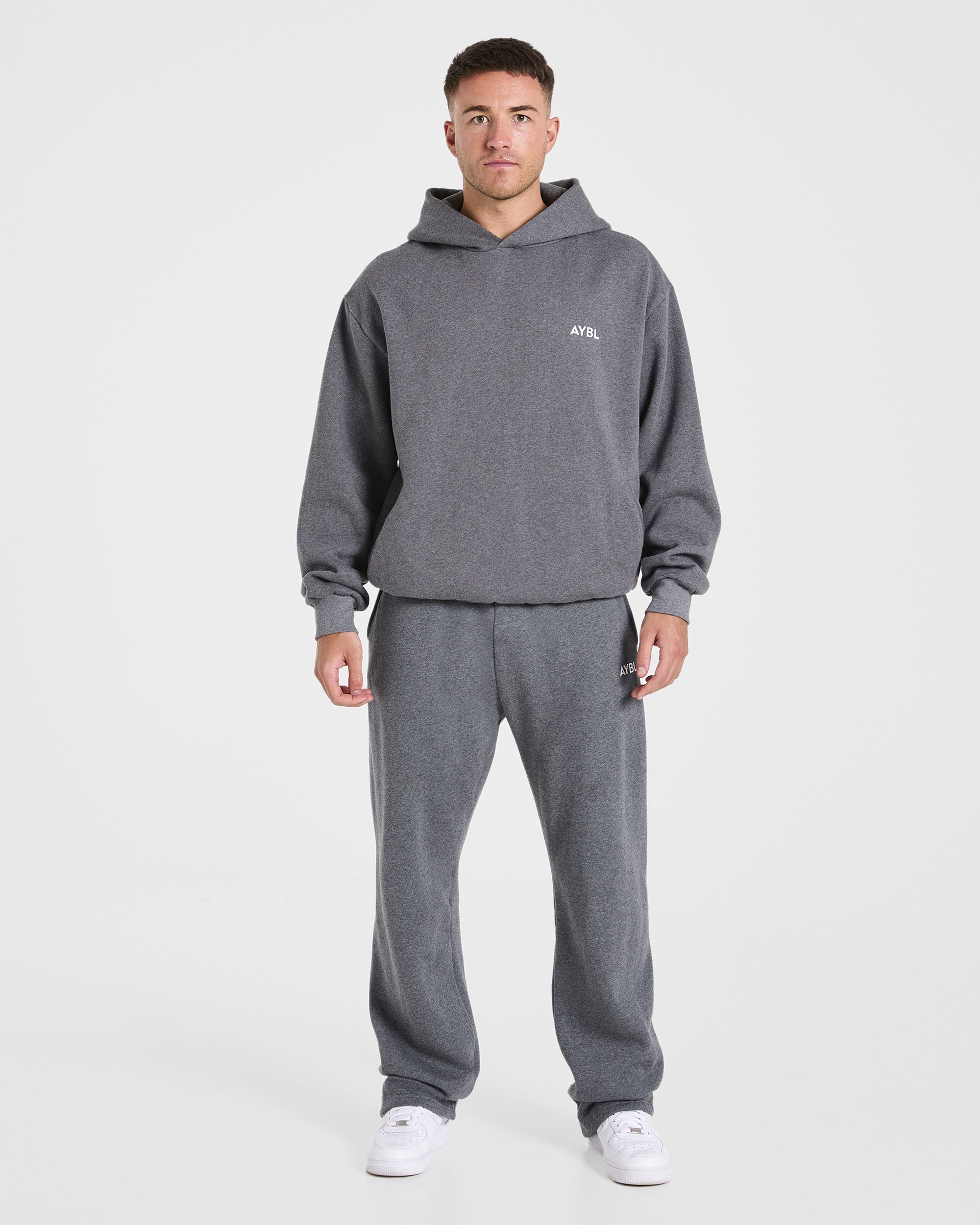 Essential Oversized Straight Leg Joggers - Charcoal Marl