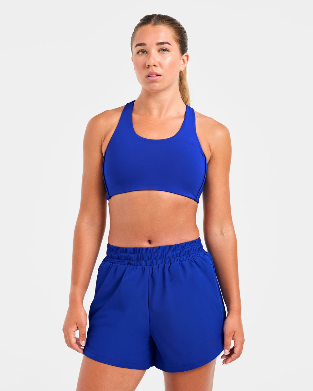 Model Stringer Connectors Run Sports Bra - Cobalt