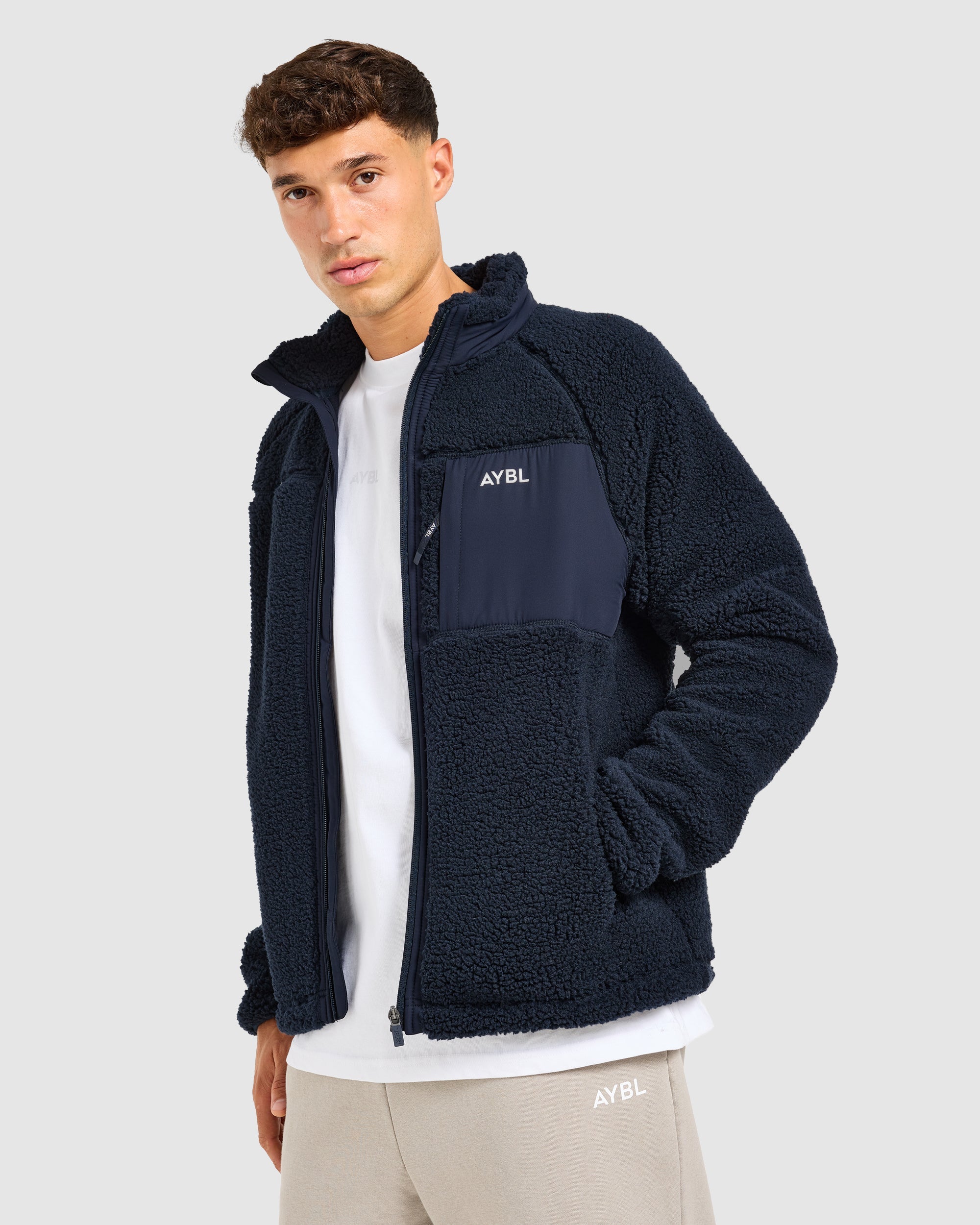 Classic Zip Up Fleece Jacket - Navy