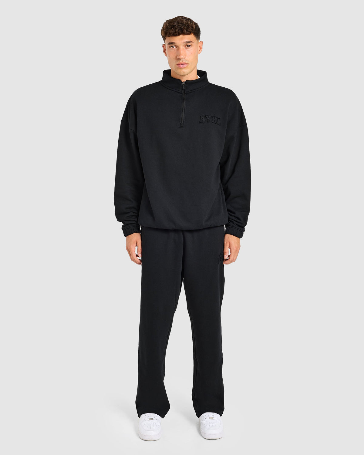 Effortless Oversized 1/4 Zip Pullover - Black
