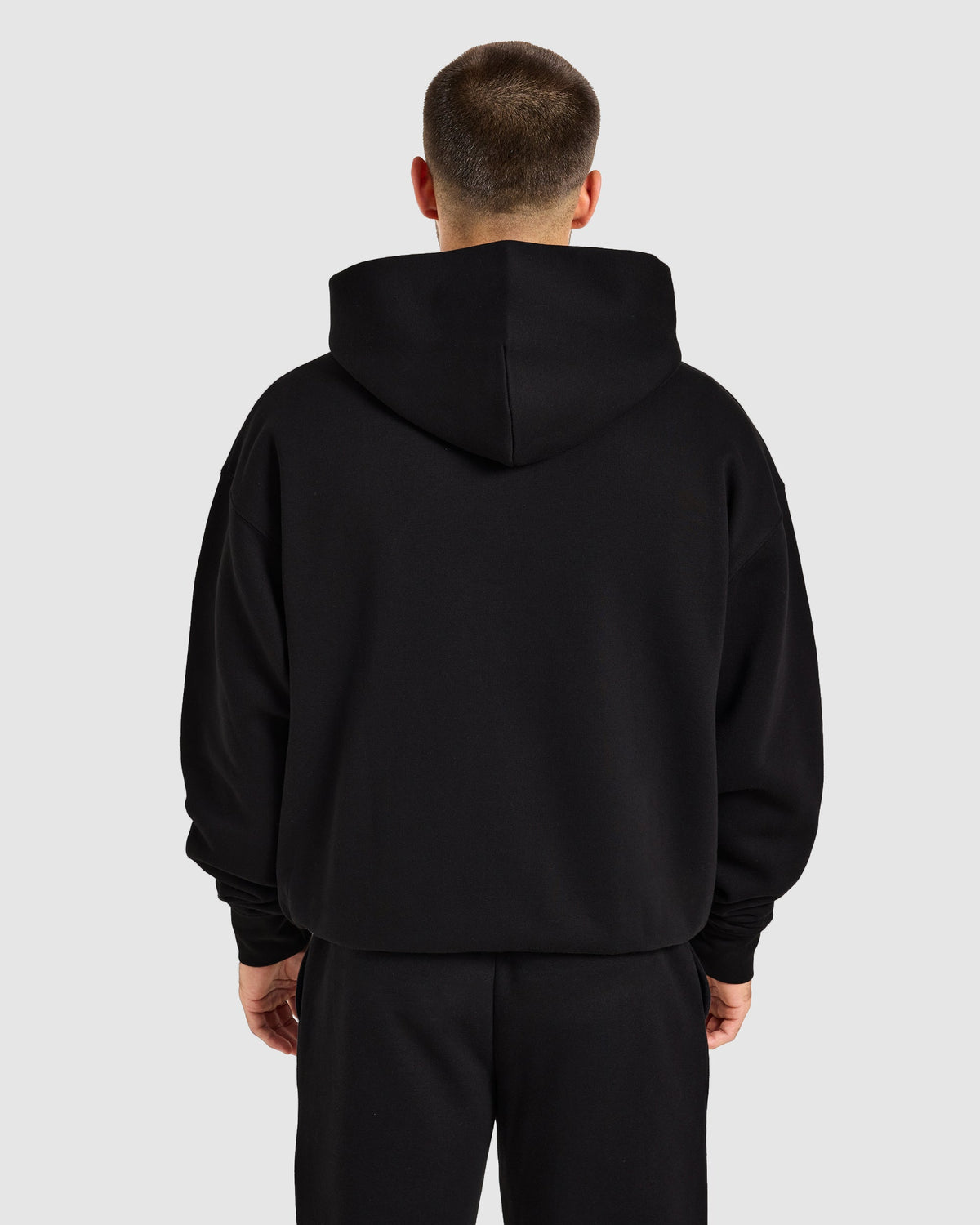 Essential Oversized Full Zip Hoodie - Black