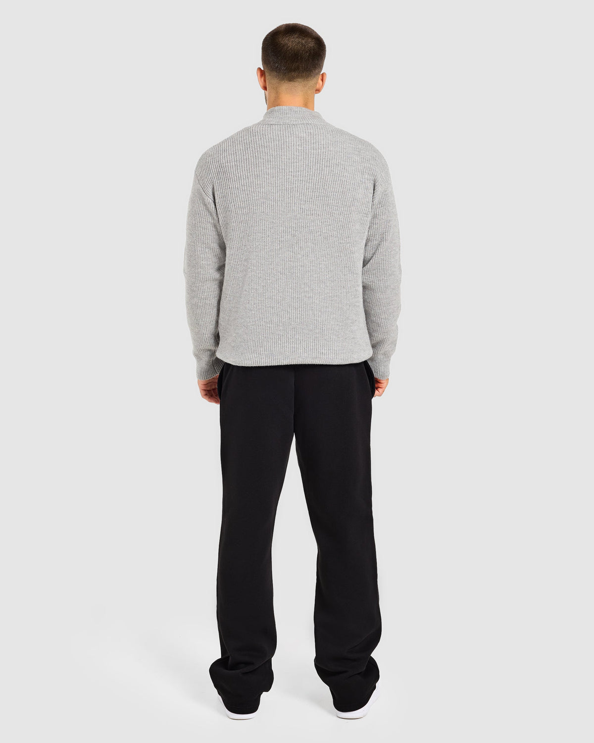 Signature Knitted 1/4 Zip Pullover - Grey Marl