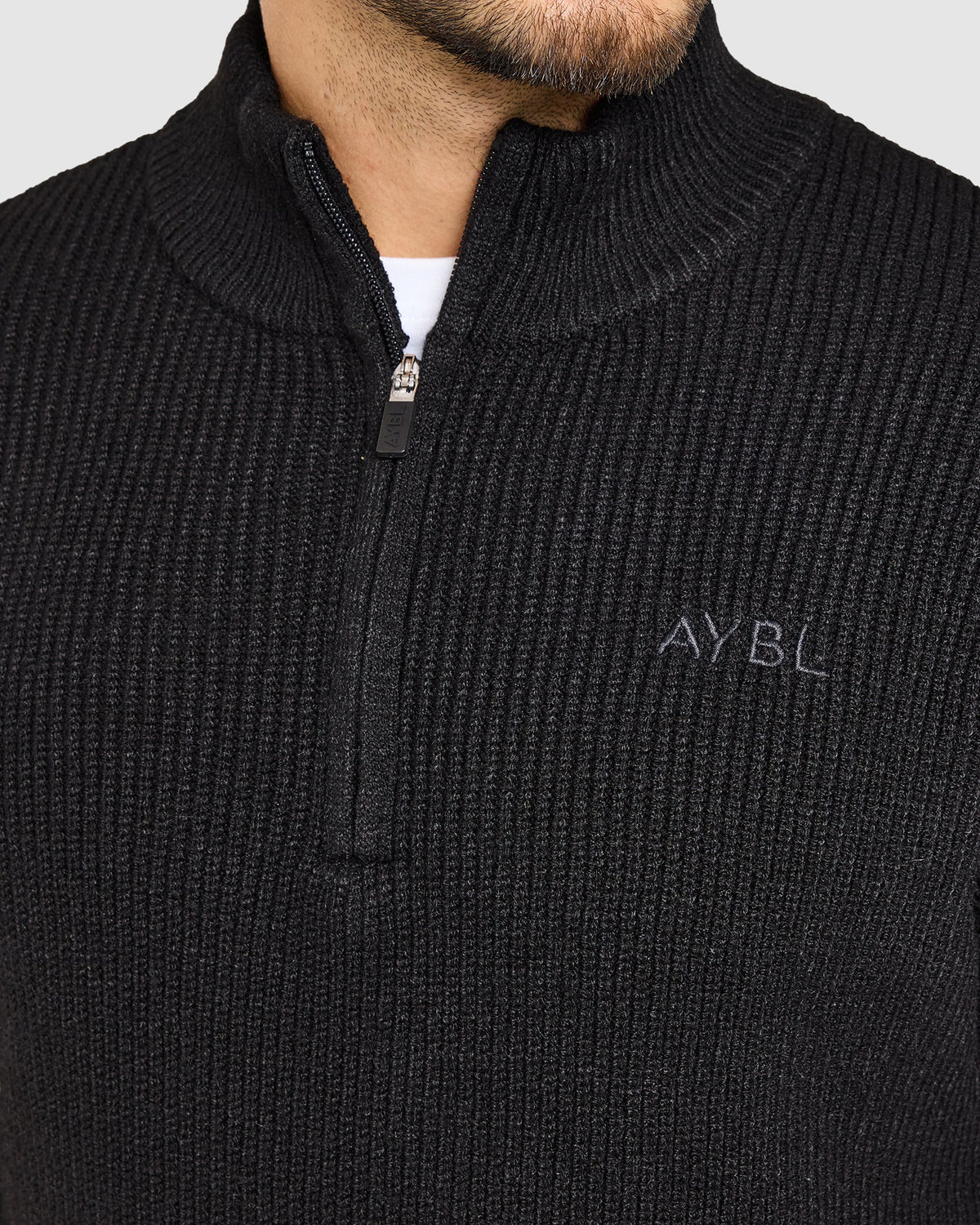 Signature Knitted 1/4 Zip Pullover - Black