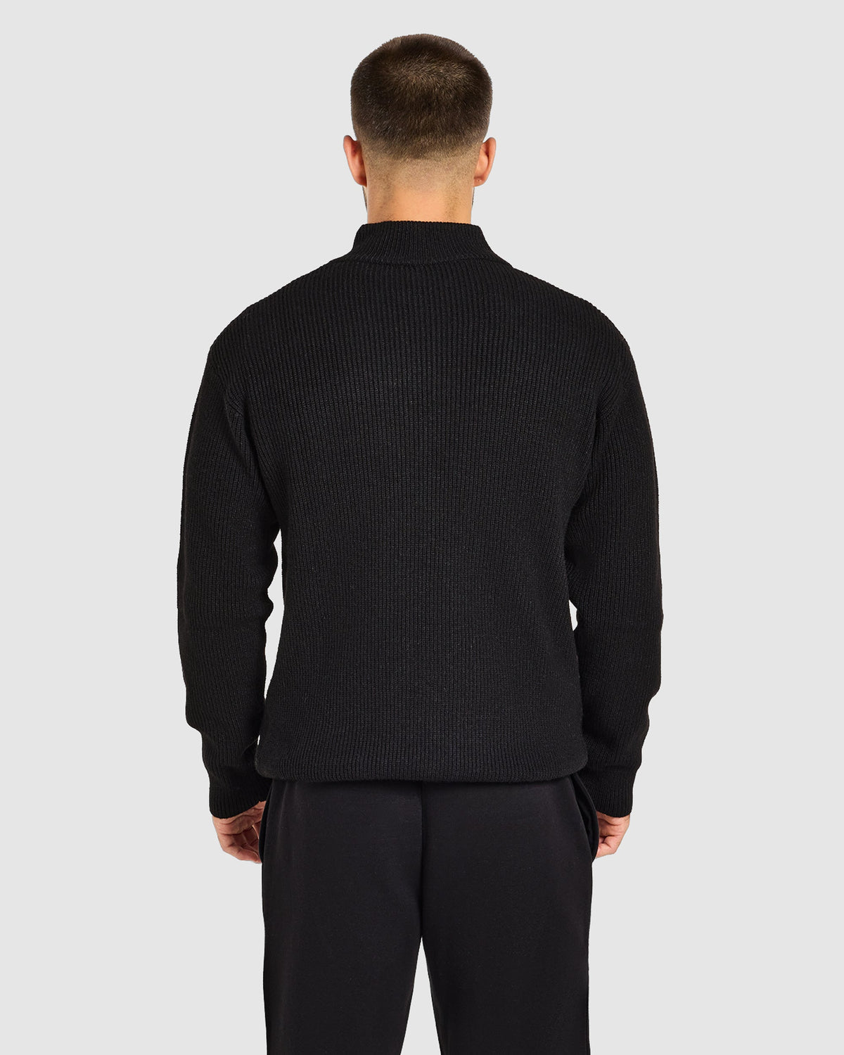 Signature Knitted 1/4 Zip Pullover - Black
