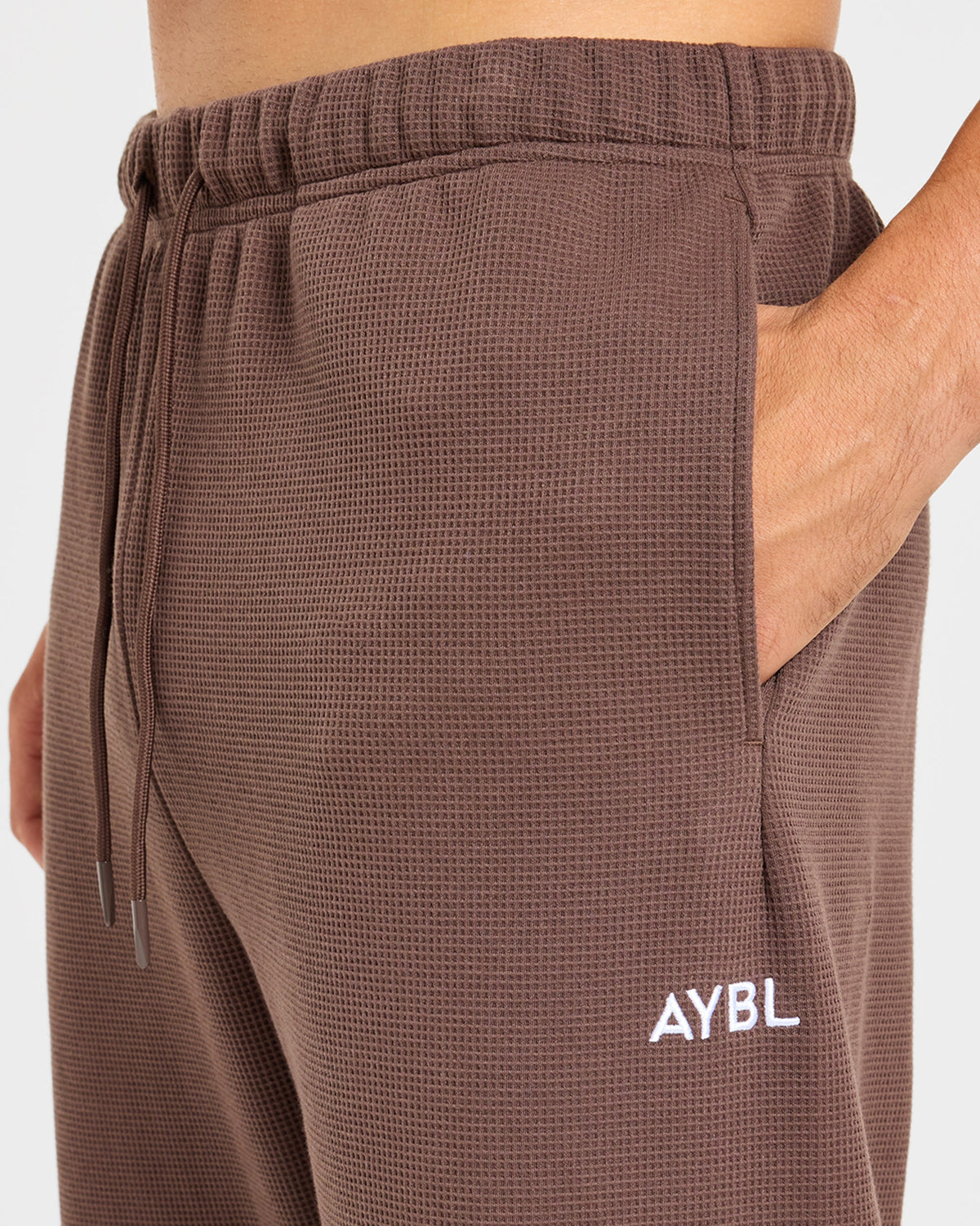 Waffle Oversized Straight Leg Joggers - Dark Taupe