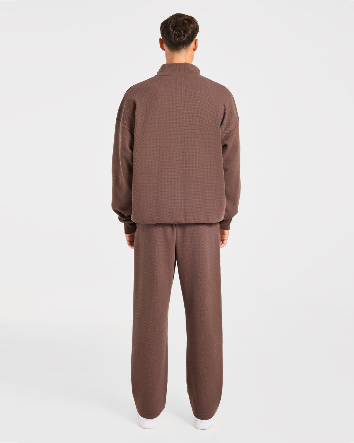 Waffle Oversized Straight Leg Joggers - Dark Taupe