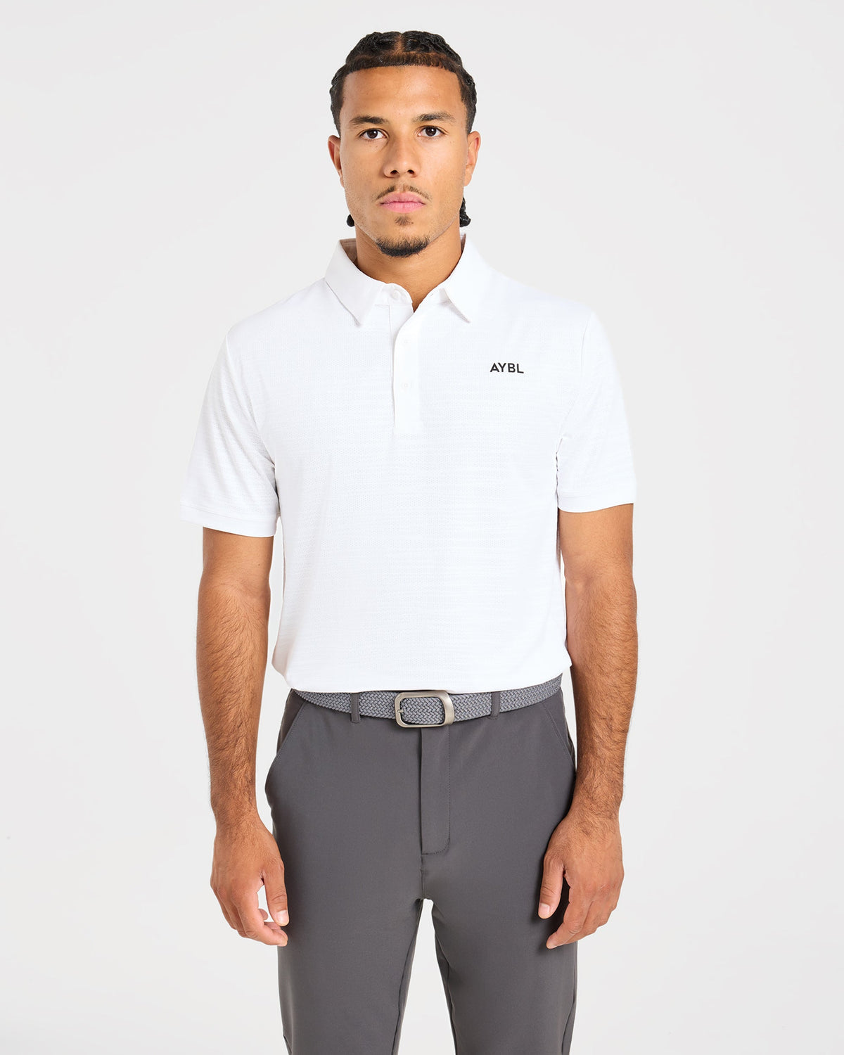 Precision Textured Stripe Polo - Off White