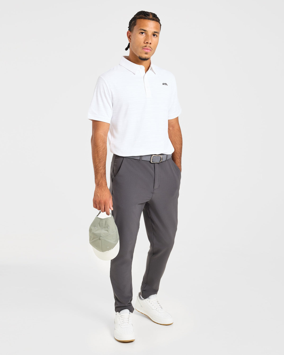 Precision Textured Stripe Polo - Off White