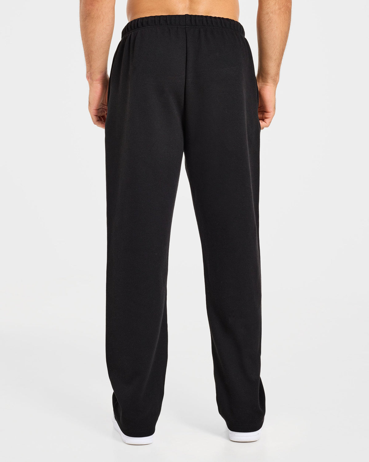 Waffle Oversized Straight Leg Joggers - Black