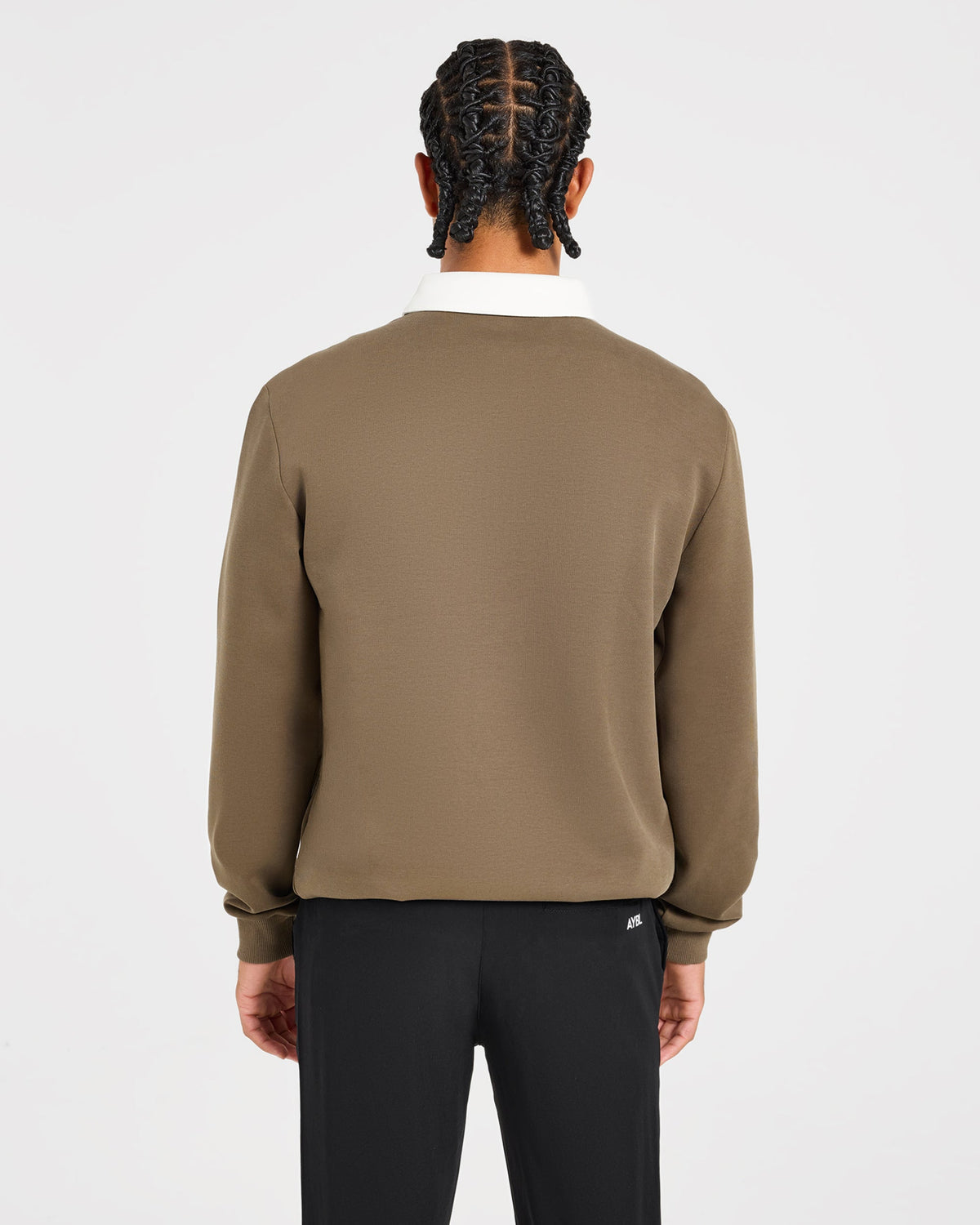 Precision Contrast Collared Pullover - Dark Olive