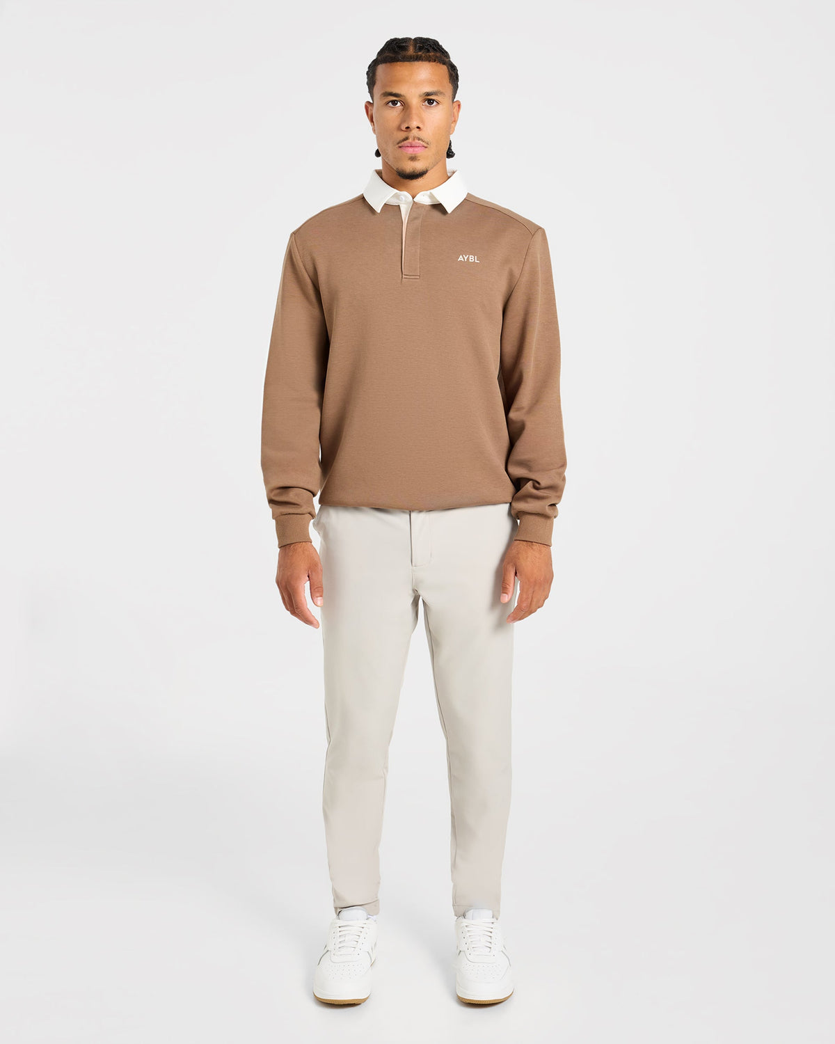 Precision Contrast Collared Pullover - Dark Dune