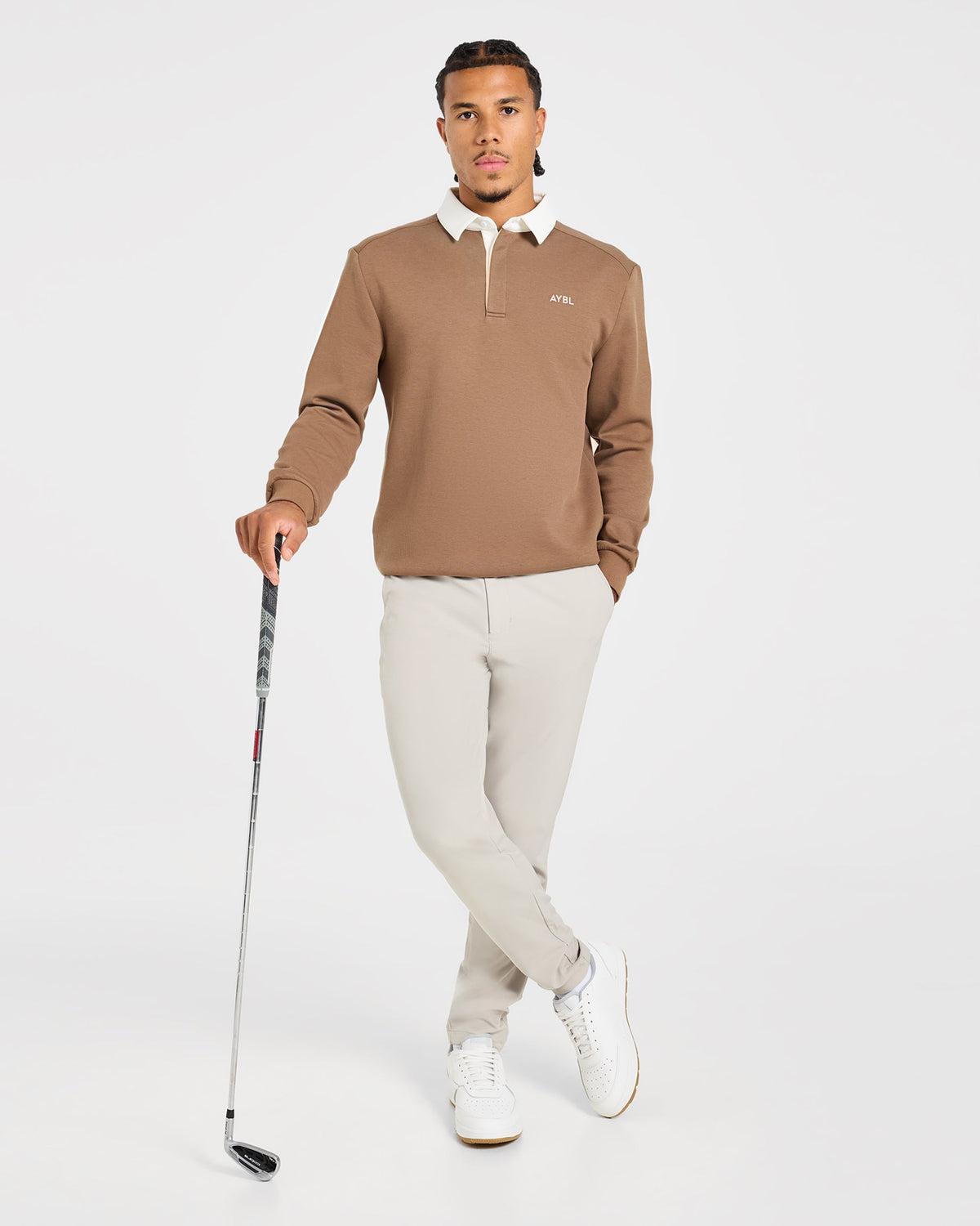 Precision Contrast Collared Pullover - Dark Dune