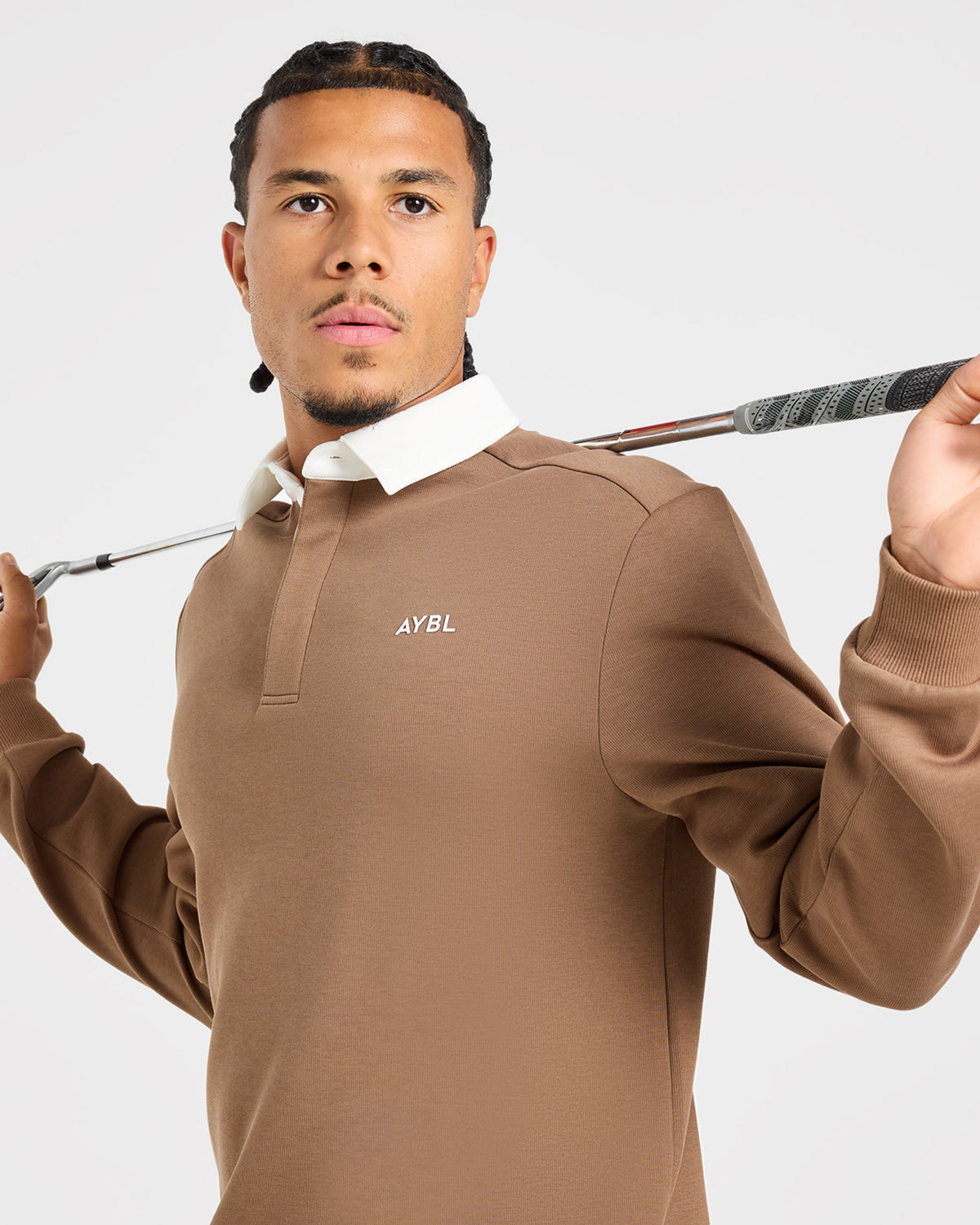 Precision Contrast Collared Pullover - Dark Dune