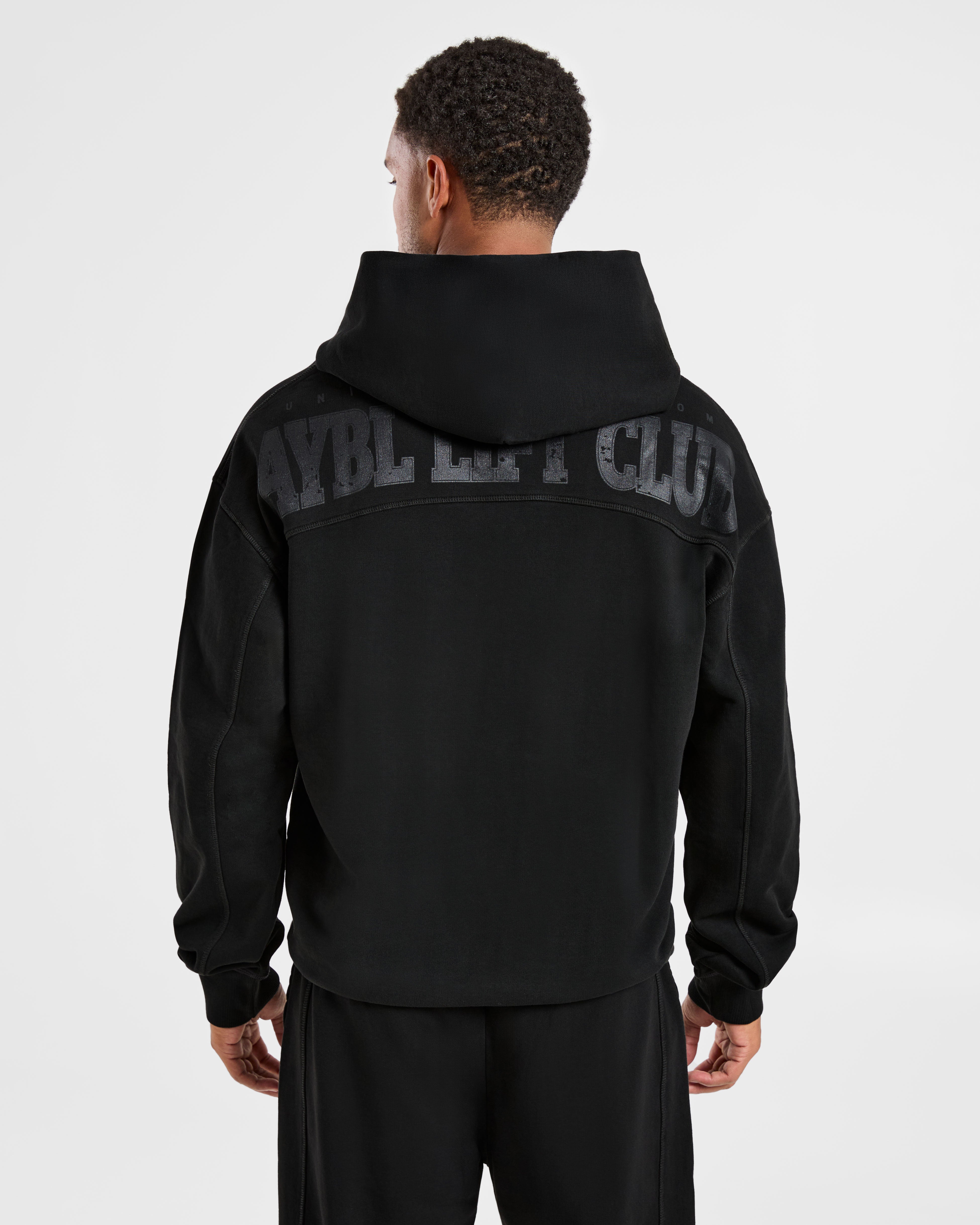 Lift Club Distressed Hoodie - Black/Charcoal