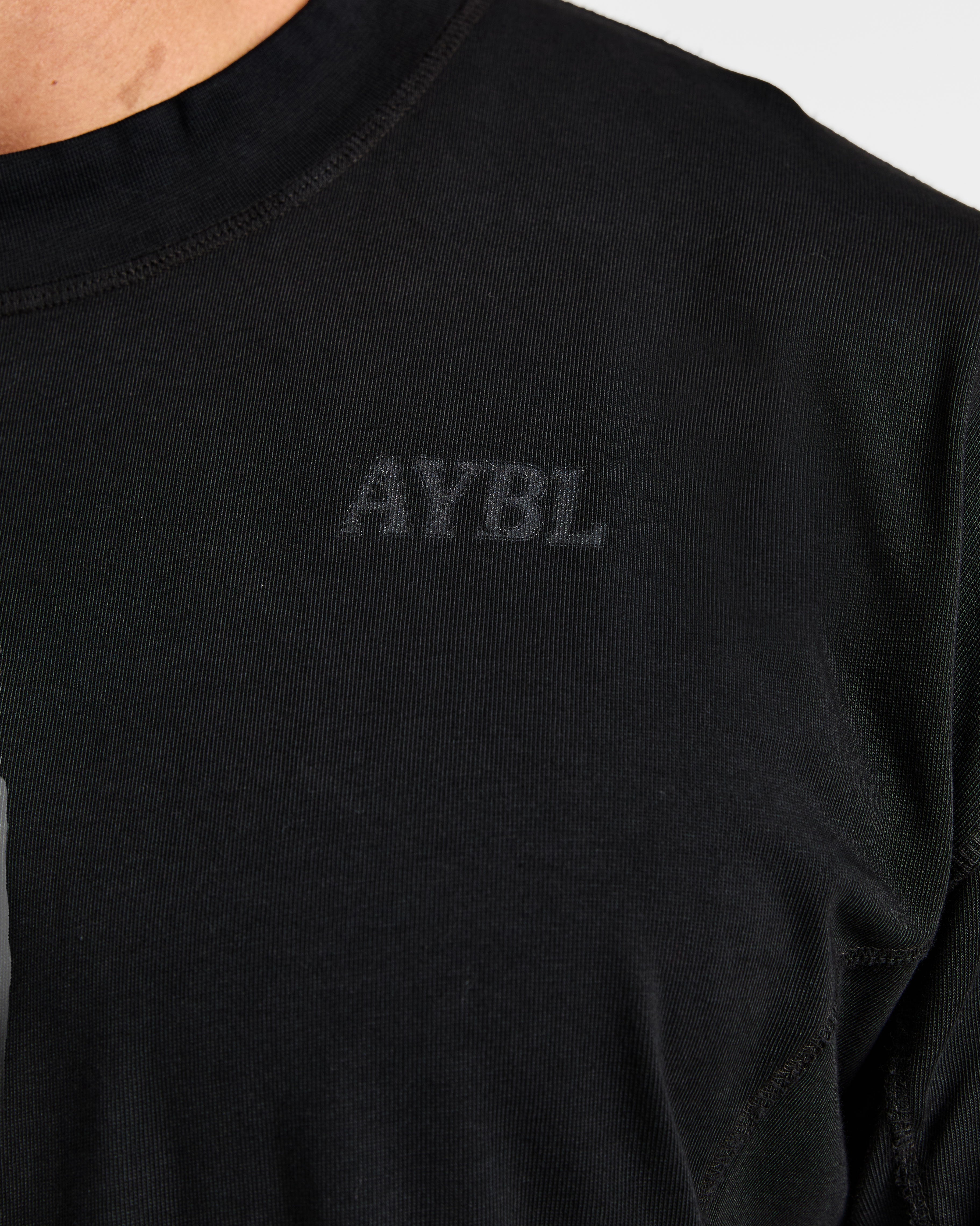 Lift Club Distressed Oversized T Shirt - Black/Charcoal